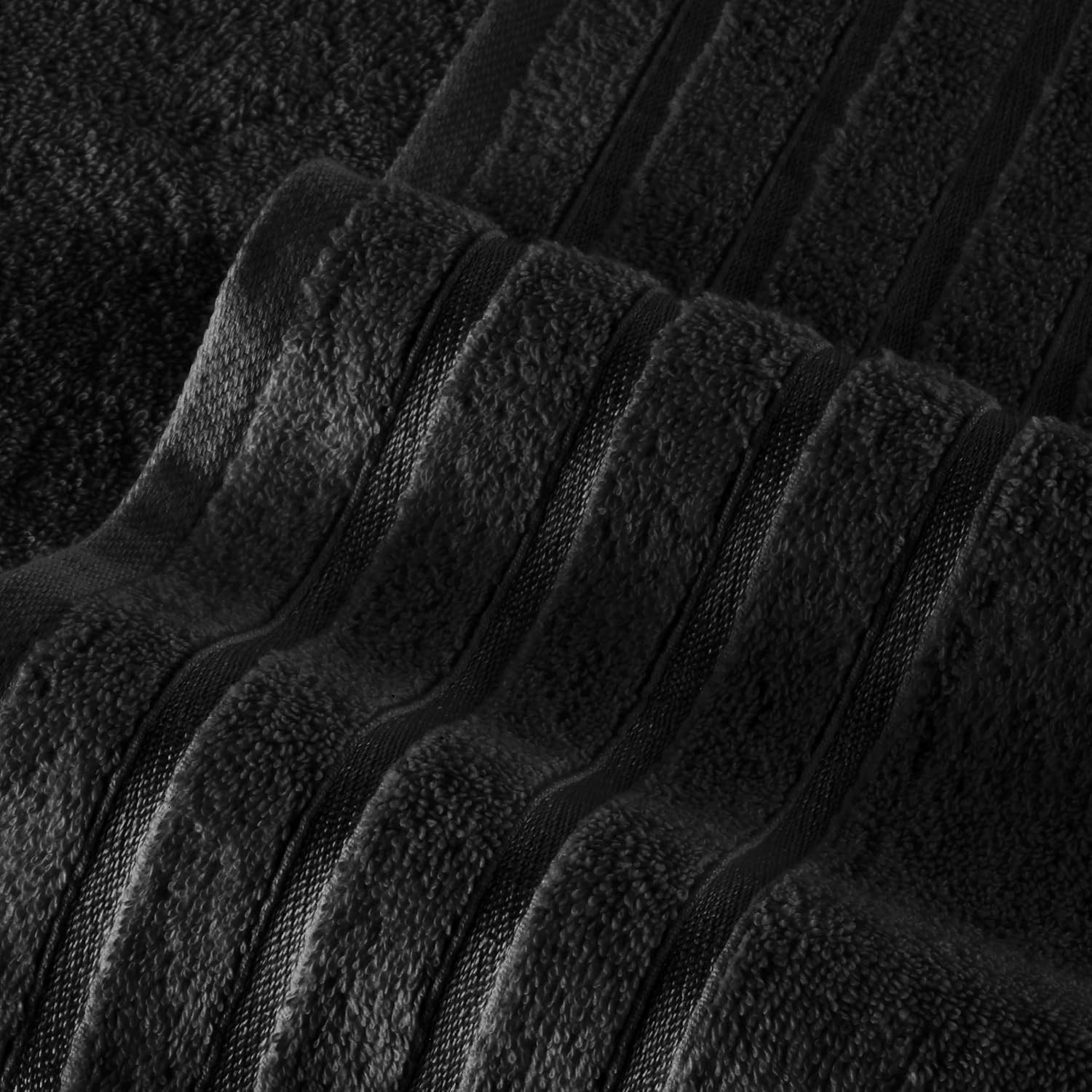Elegant Comfort 4 Lines Viscose Stripe 6-Piece Premium Towel Set - 100% Turkish Cotton High Absorbent Luxury Bathroom