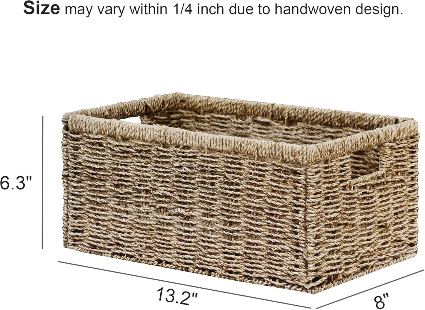 Hand-Woven Small Storage Baskets / Sea Grass / 13.2"D x 8"W x 6.5"H