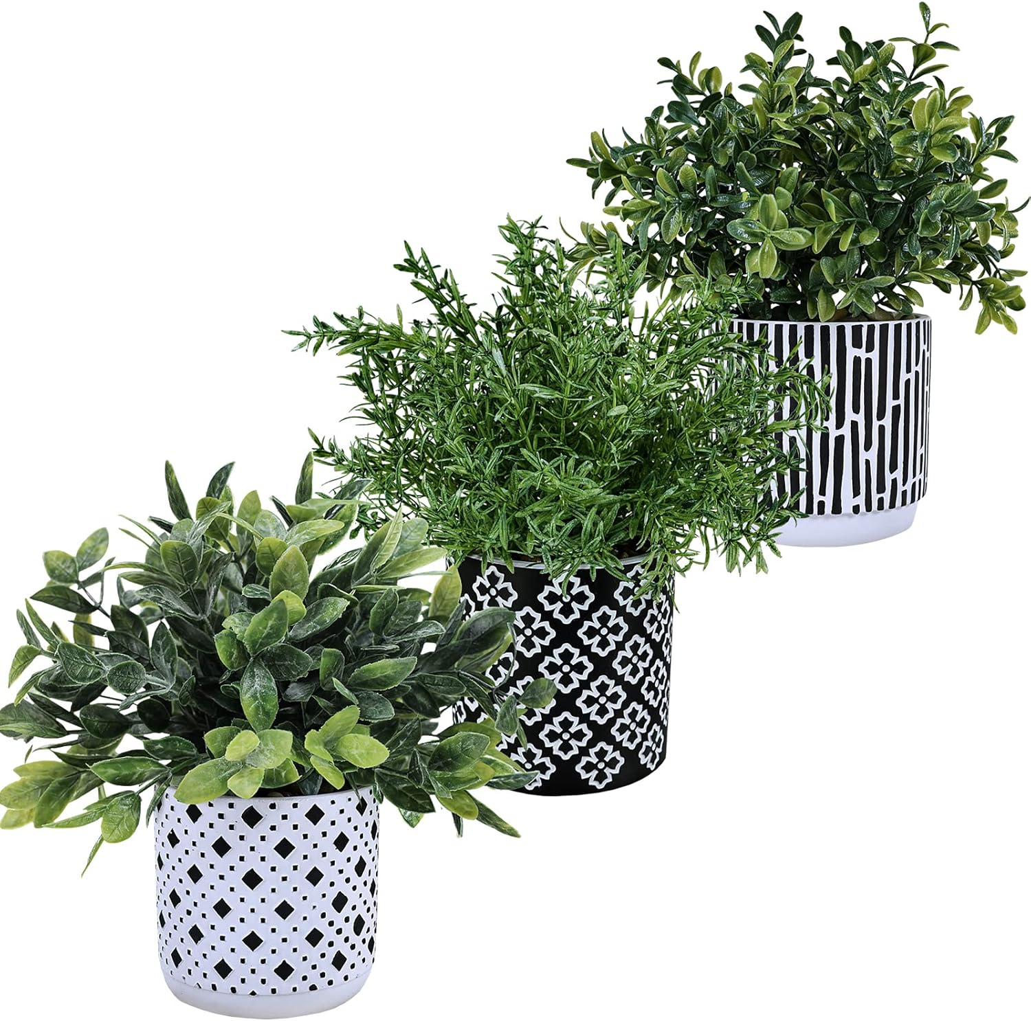 Artificial Potted Plants / Black / Set of 3