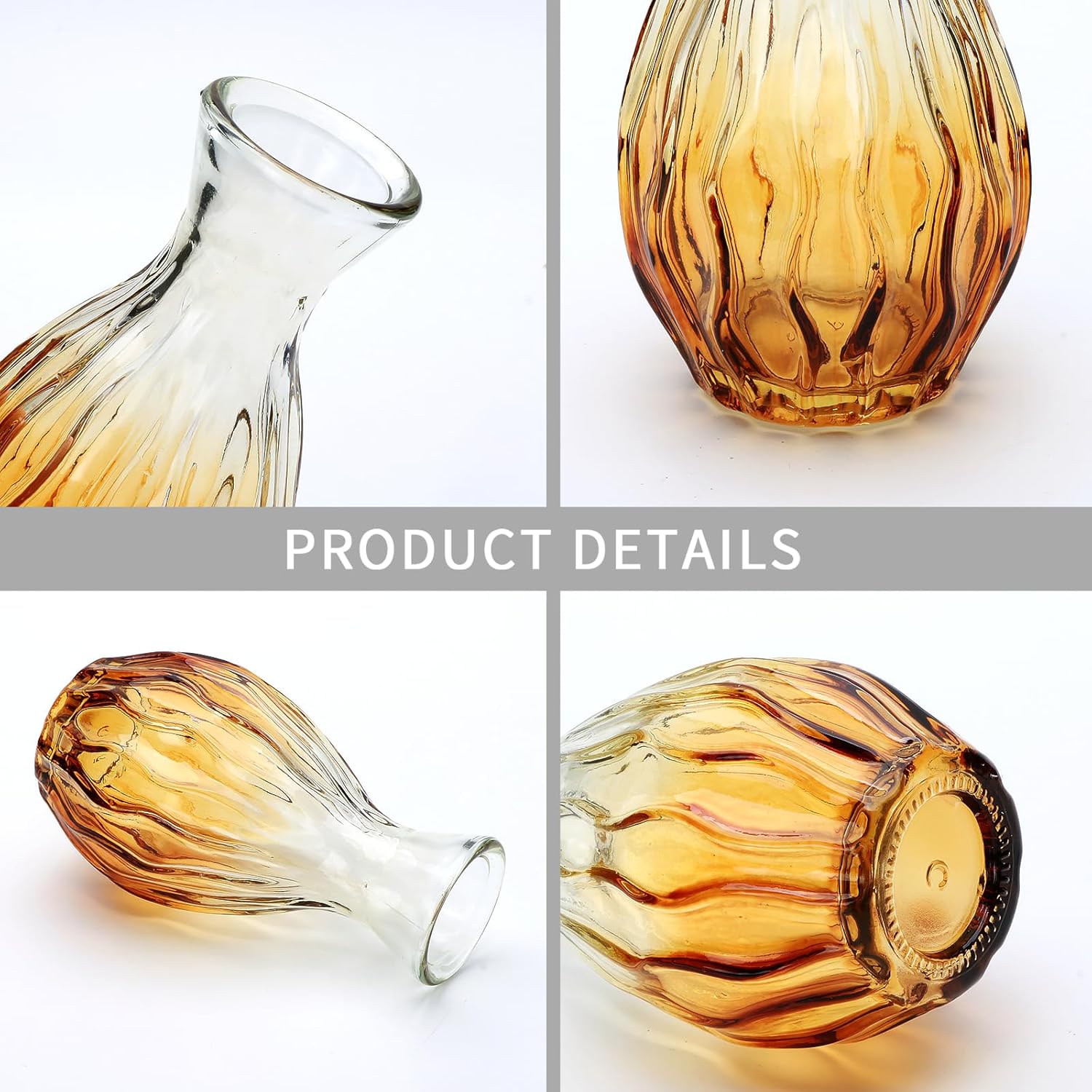 Glass Bud Vases / Brown / Set of 4