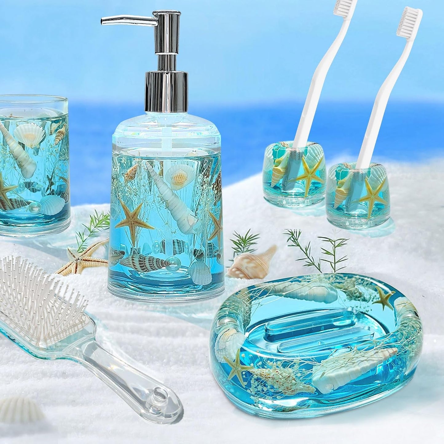 Soap Dish Acrylic w/Nature Seashell Bar Soap Holder Shower Soap Tray