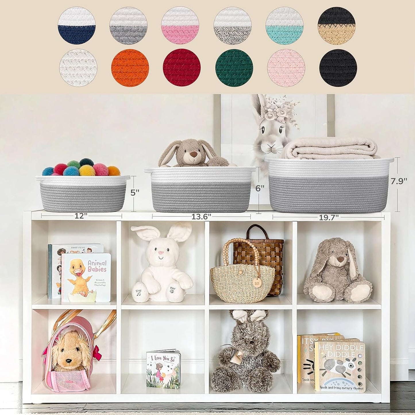 Large Dog Toy Basket / Gray / 19.7 x 11 x 7.9