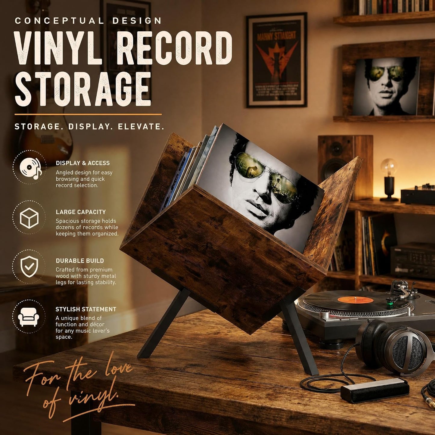 Conceptual Design Vinyl Record Storage, Album Organizer for Home | Conceptual Design, Organizes & Protects Vinyl