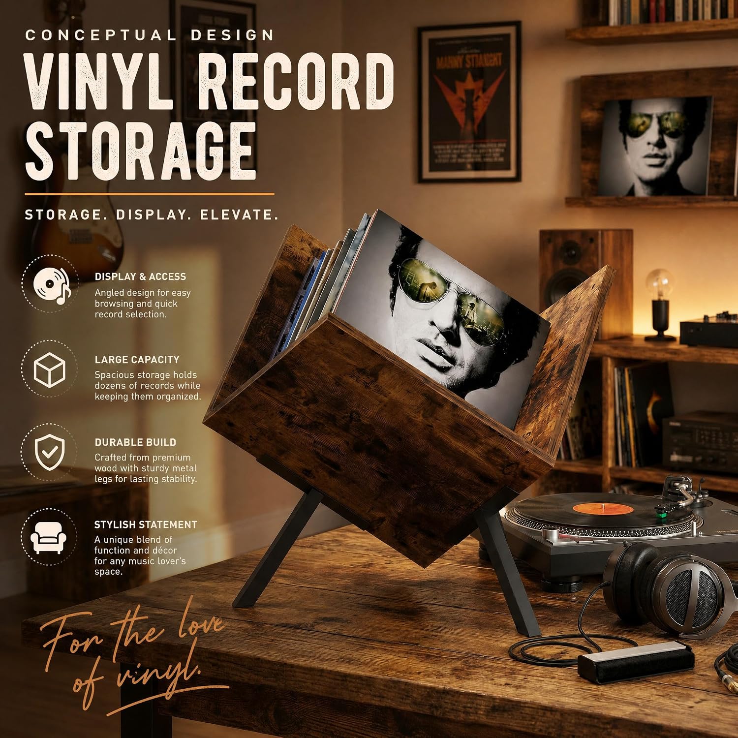 Conceptual Design Vinyl Record Storage, Album Organizer for Home | Conceptual Design, Organizes & Protects Vinyl