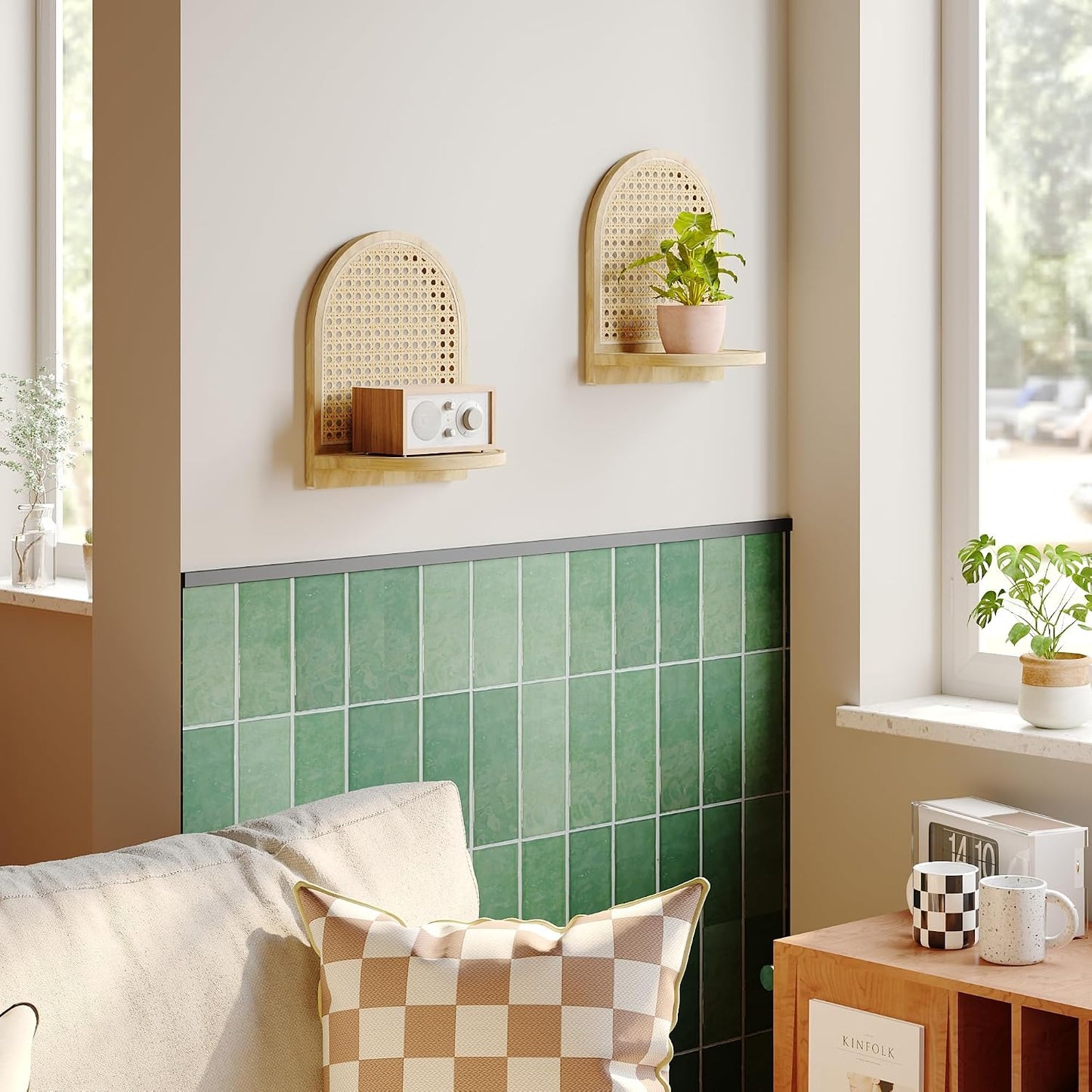 Unique Small Display Shelves / Natural Rattan Shelf