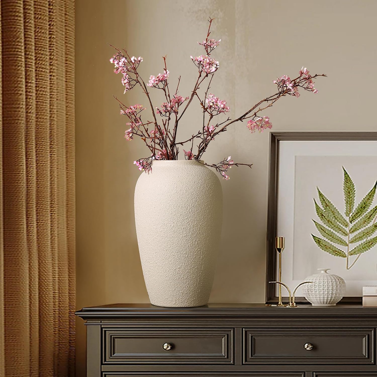 White Ceramic Vase / Cream White-11.83