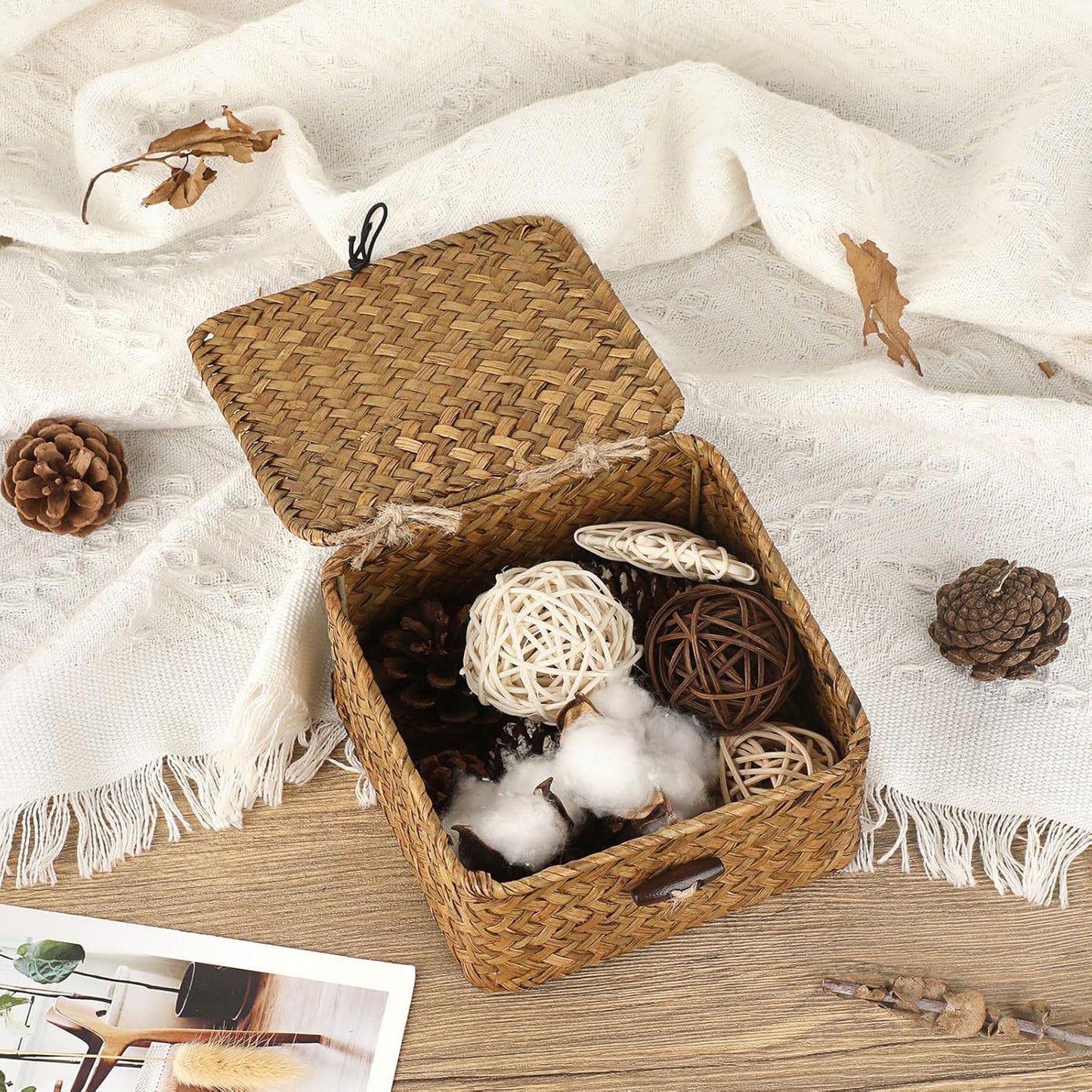 Wicker Shelf Baskets Bins / Small / Caramel