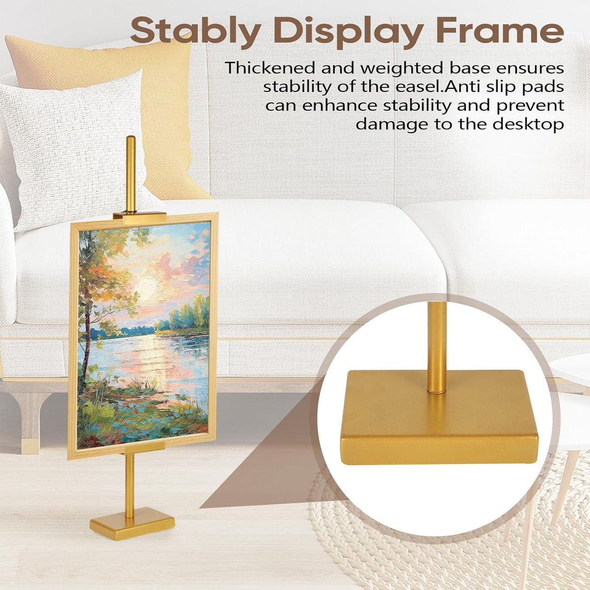 18'' Adjustable Tabletop Easel Stand, Gold Easel for Display | Steady and Elegant Picture Easels for Display, Picture