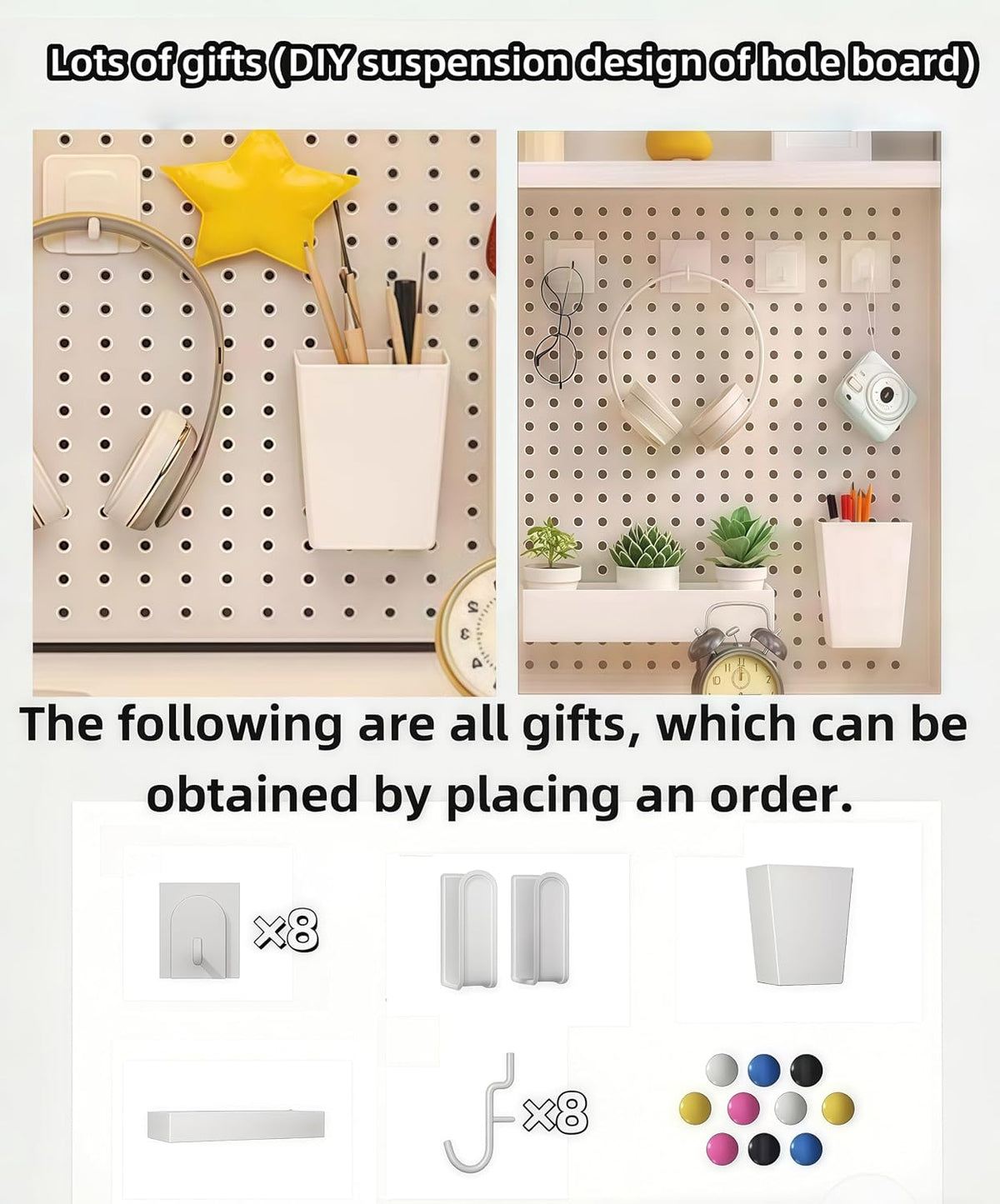 Desktop Bookshelf, Multi-Size pegboard Storage Organizer Rack, Dorm Desk Shelf, Desk Hutch, Desk top Storage Rack