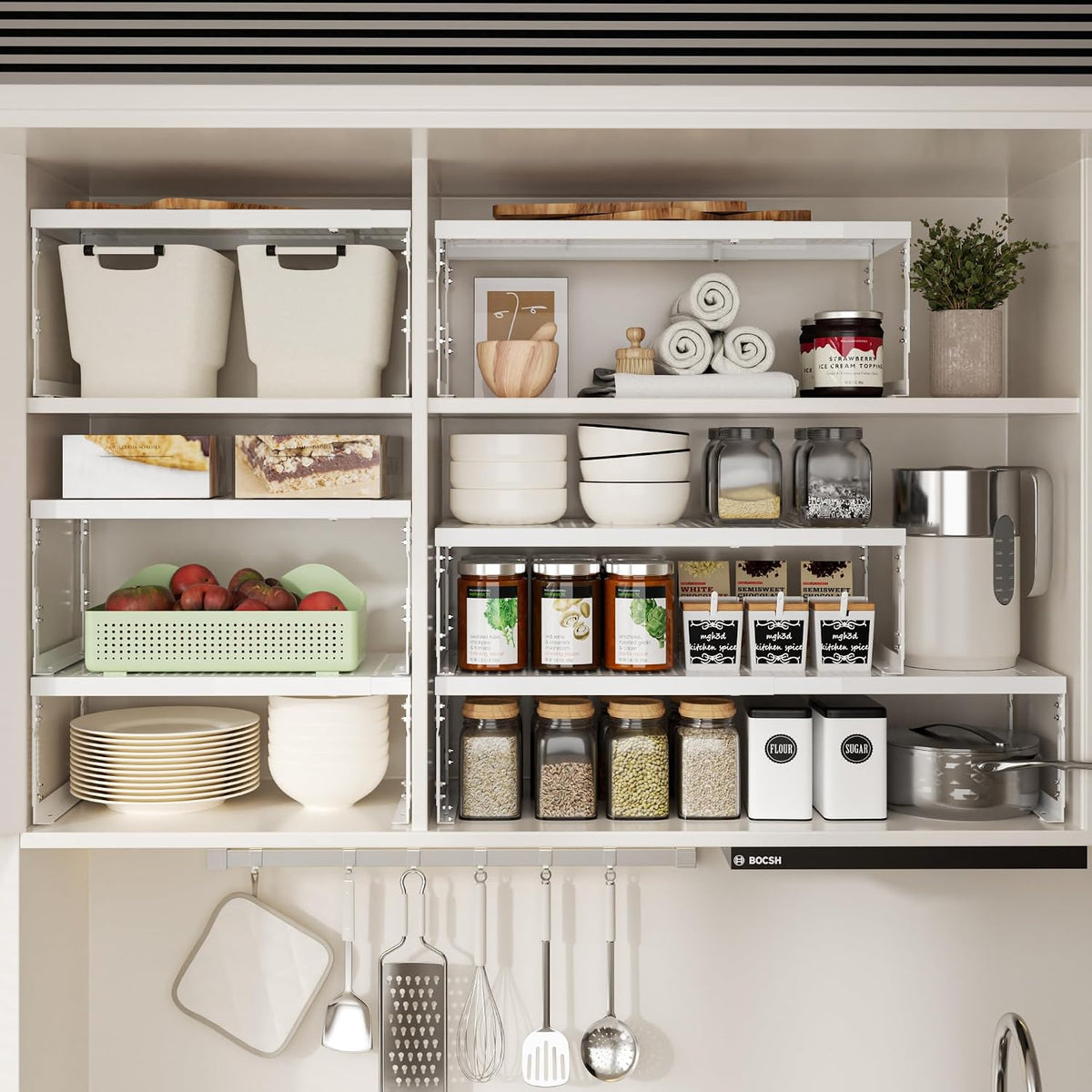 Jojocross Adjustable Stackable Metal Storage Shelf Organizer - Expandable Wire Rack with Perforations for Kitchen