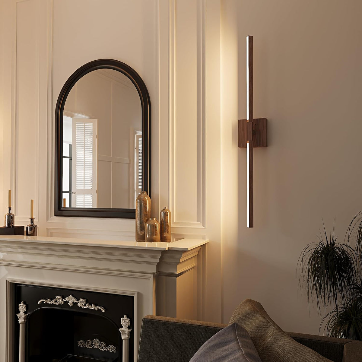Rayogale Walnut Battery Operated Wall Sconce with Remote Control 36 Inch | 3000/4500/6000K Dimmable 8000mAh Wireless