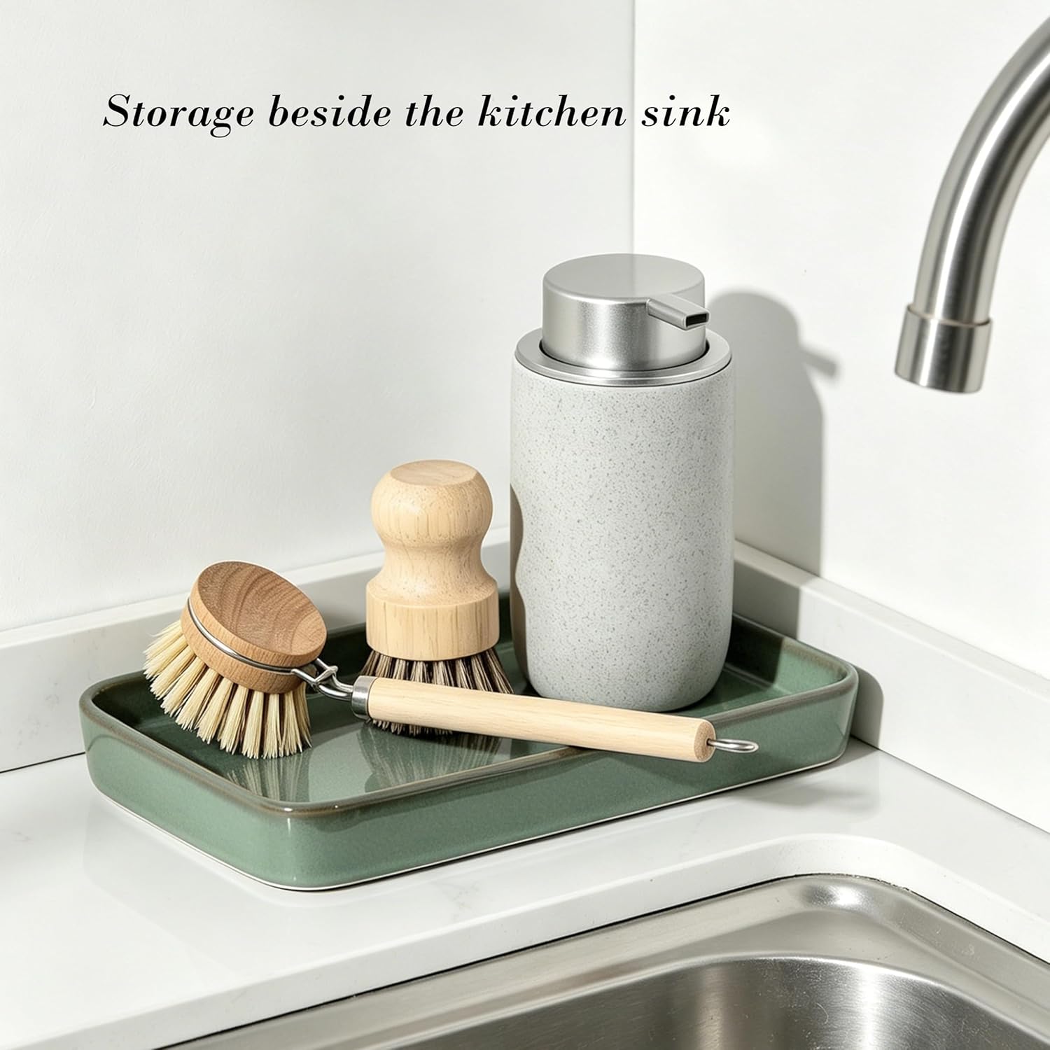 Bathroom Vanity Tray for Countertop- Ceramic Decorative / Kiln-transformed Green-1 Pc / 10 x 6 x 1