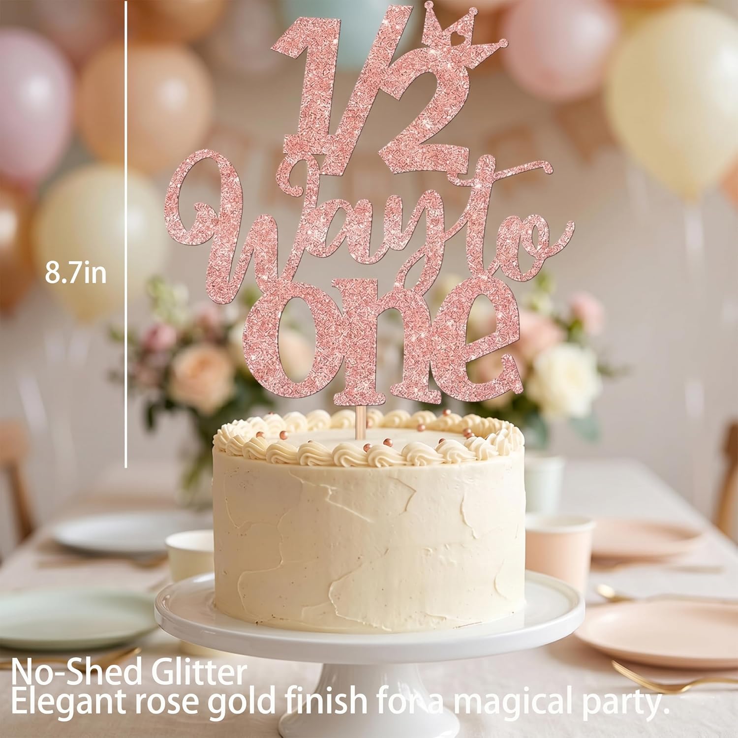 1/2 High Chair Banner & Cone Hat Cake Topper Birthday Girl Half Birthday Decorations / Pink & Khaki