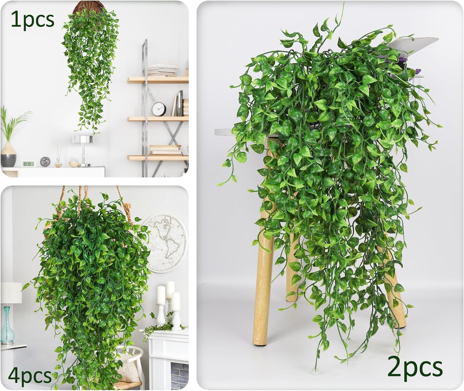 Artificial Fake Wall Plant Faux Eucalyptus Leaves Ivy Swag UV / Hanging Plants / 33 Inch / Set of 4