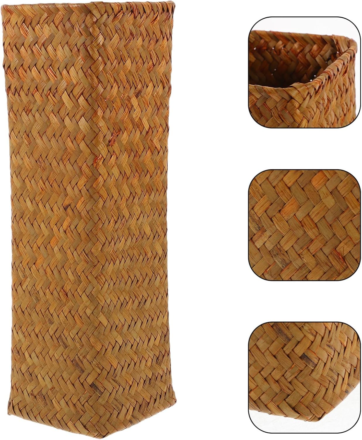 Seagrass Woven Vase / 12" Tall Wicker Vase for Flowers