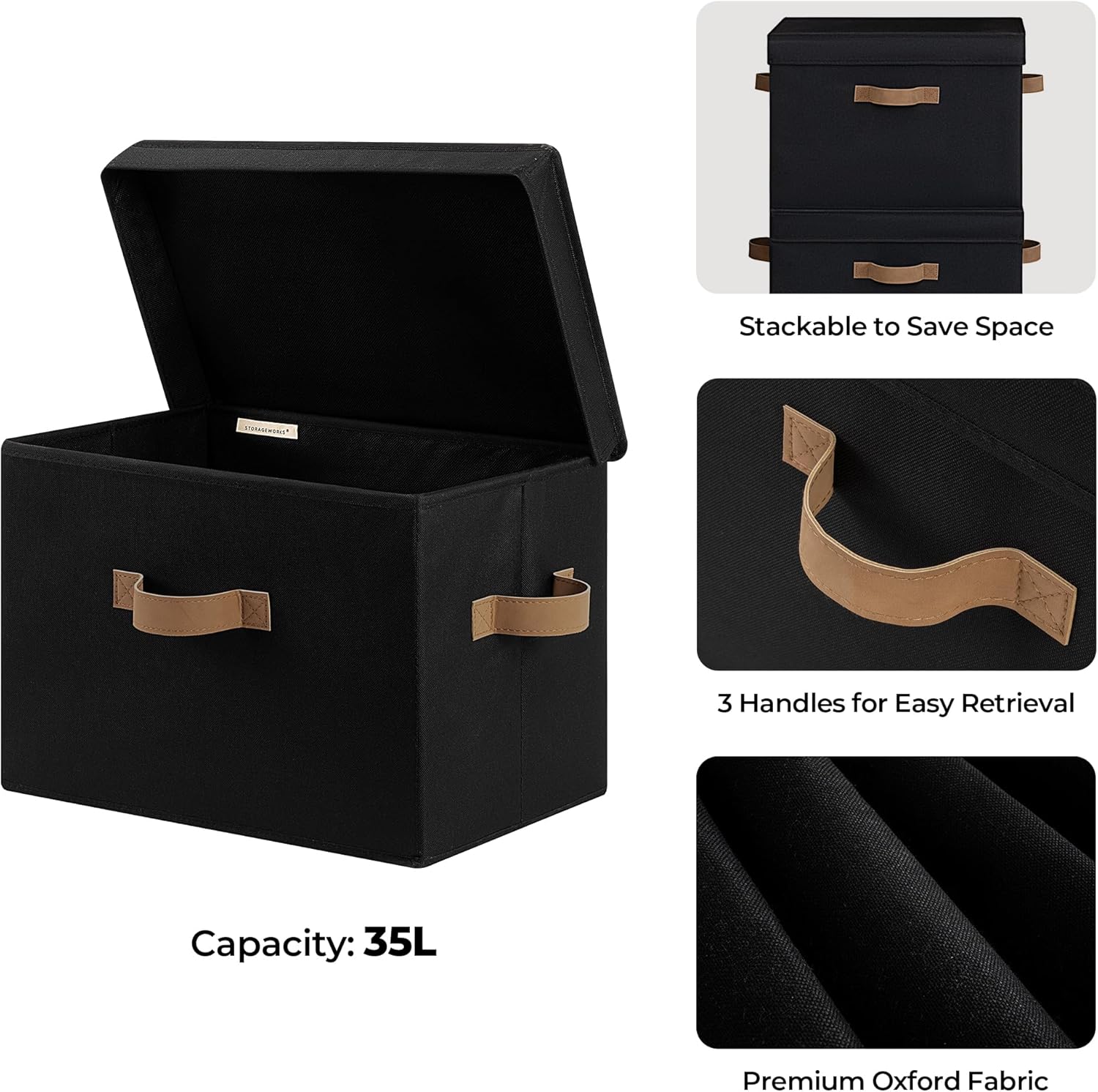 Fabric Storage Bins / Black / Jumbo