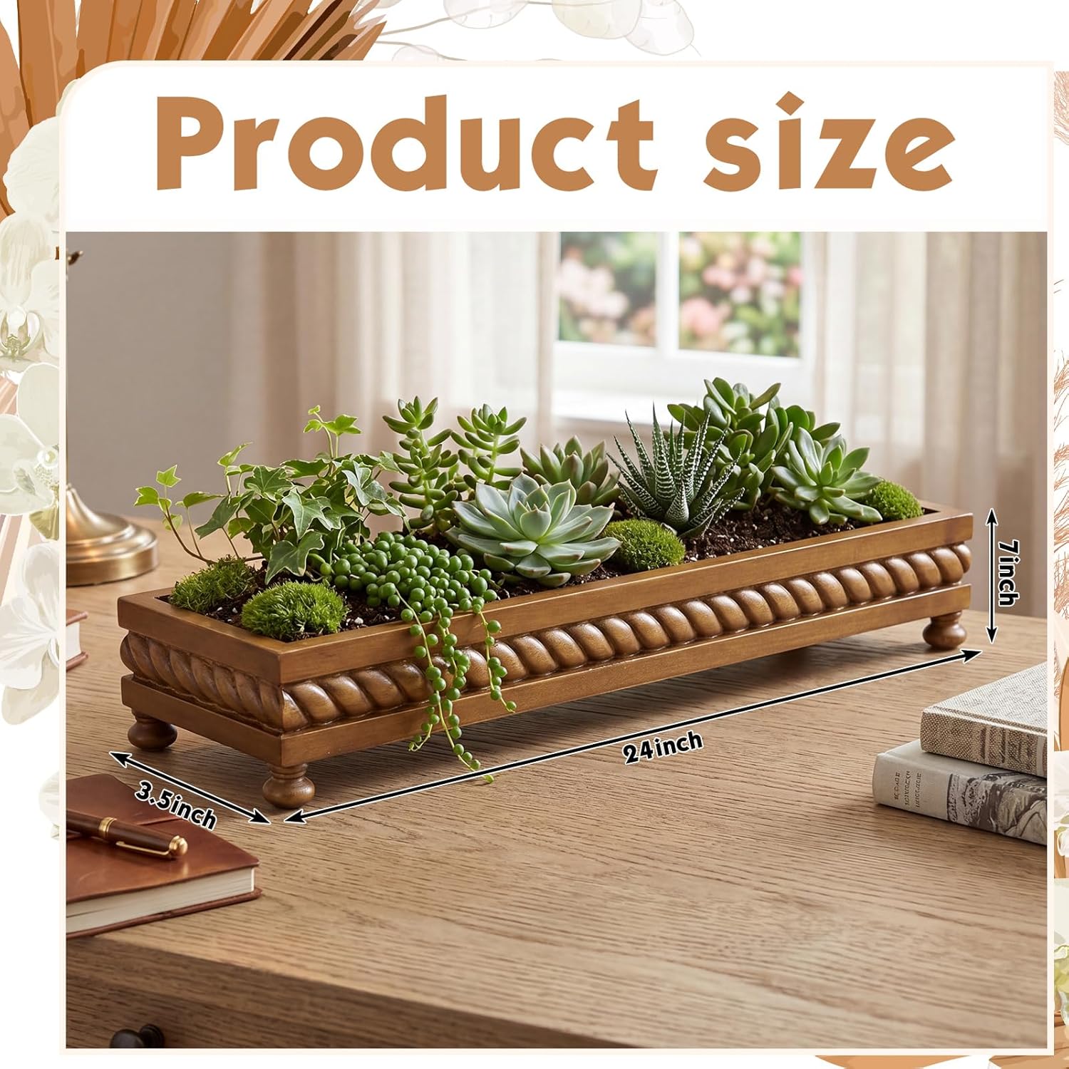 Spring Decorative Wooden Tables Centerpiece Tray / Brown / Set of 24