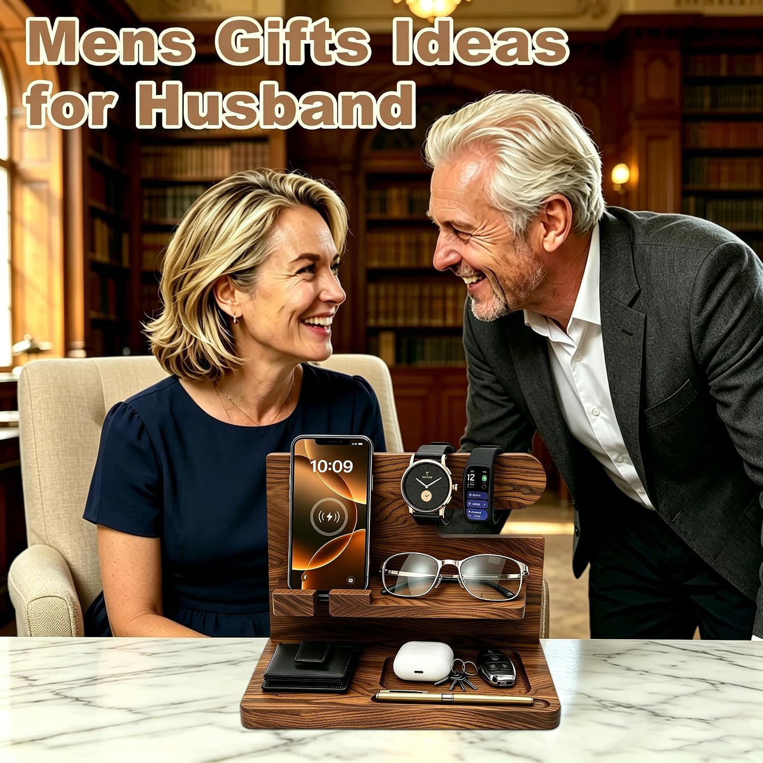Gifts for Men Wood Phone Docking Station Birthday Gift for Men Valentines Day Gifts Father Gift for Him Boyfriend