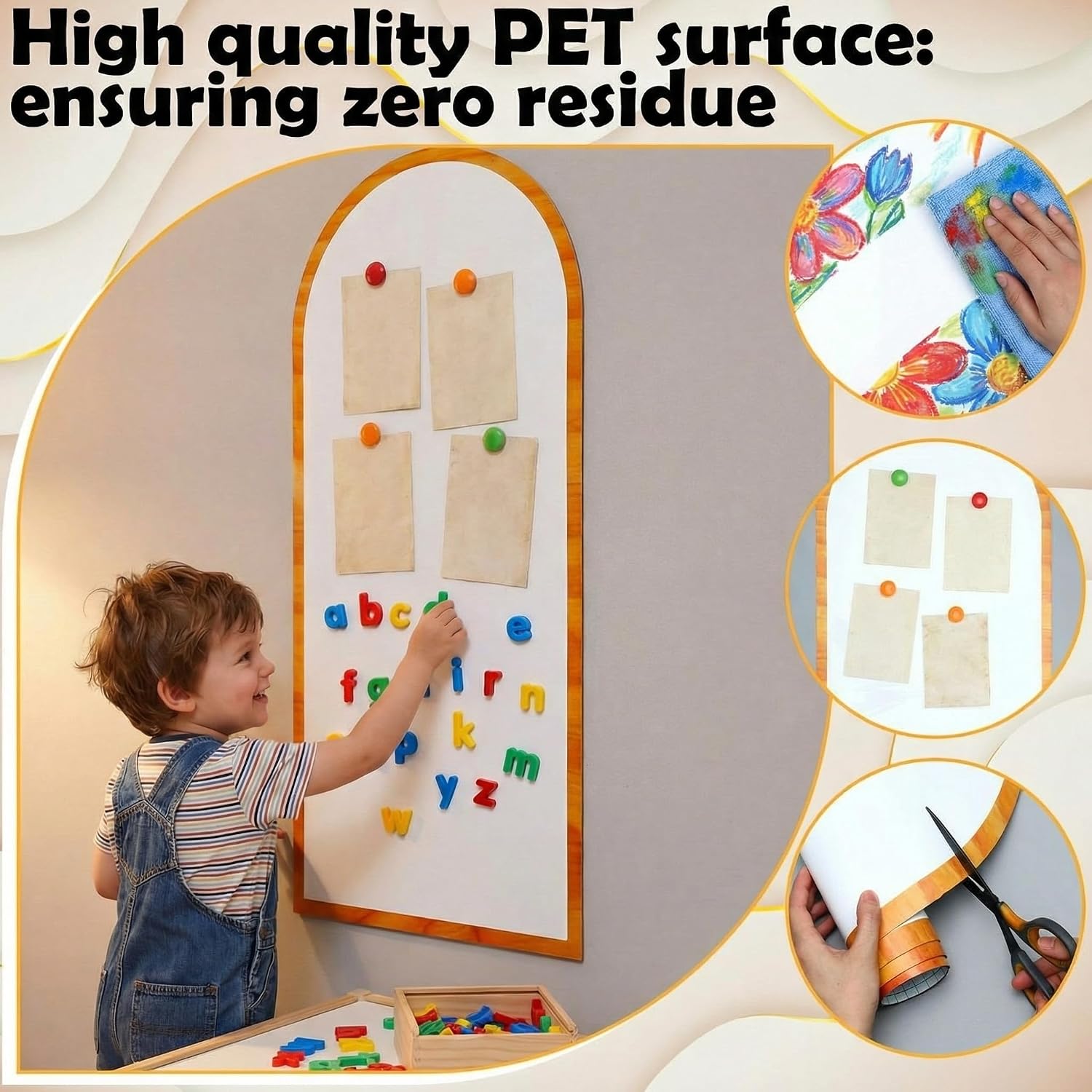 Magnetic Wall Arch Decal " Magnetic Wall Whiteboard / White / 40 x 18 / Set of 2