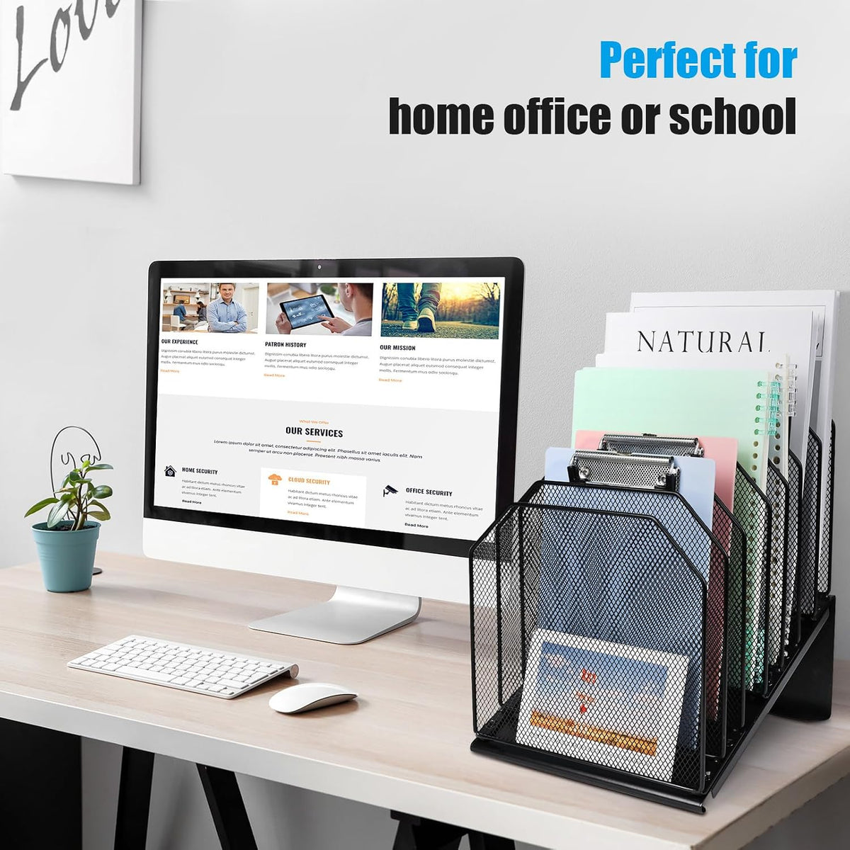 SUMMORO Inclined File Organizer for Desk, 7-Section Vertical File Holder | Office Desk Organizer Metal Rack File