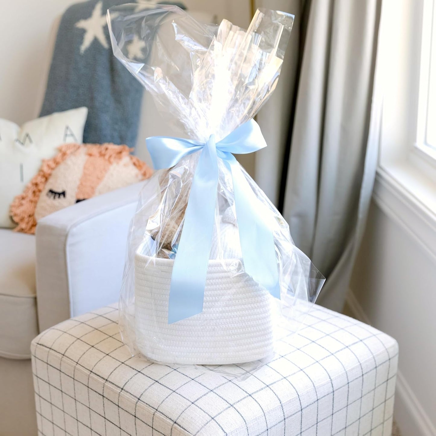 Storage Cubes "Cotton Rope Woven Baskets for Organizing / Off White / 9 x 9 x 7 / Set of 3