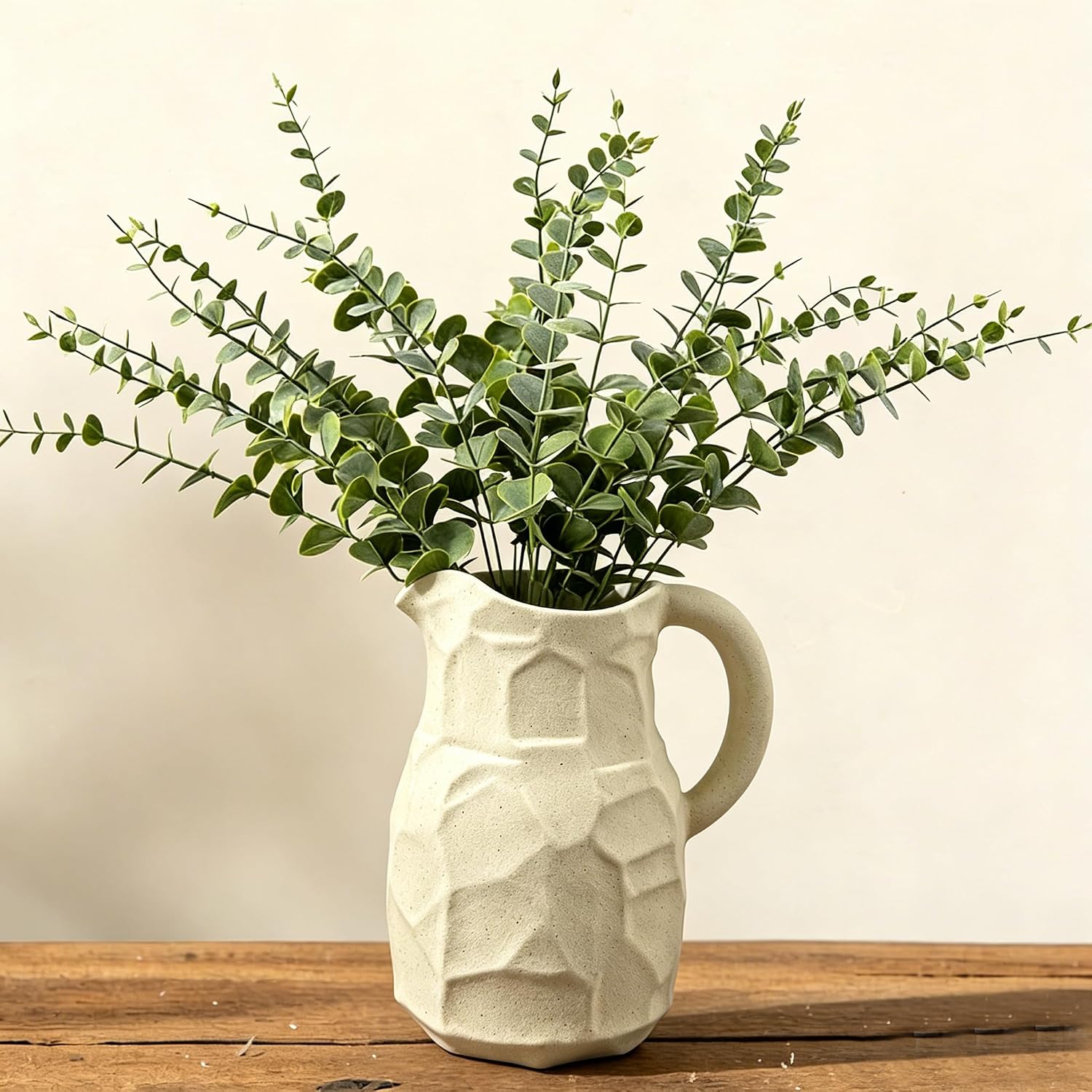 Ceramic for Flowers / Pitcher Vase / White / 7 Inch