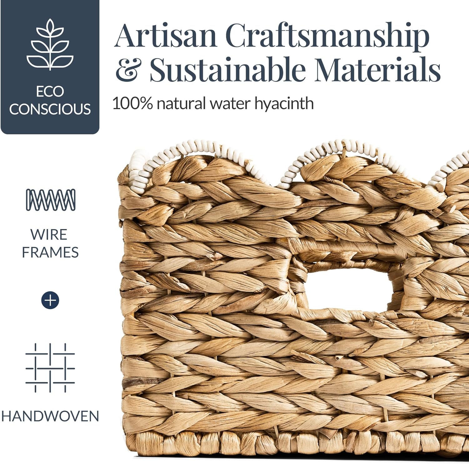 Woven Storage Bins / 16 x 12 / Natural with White Trim