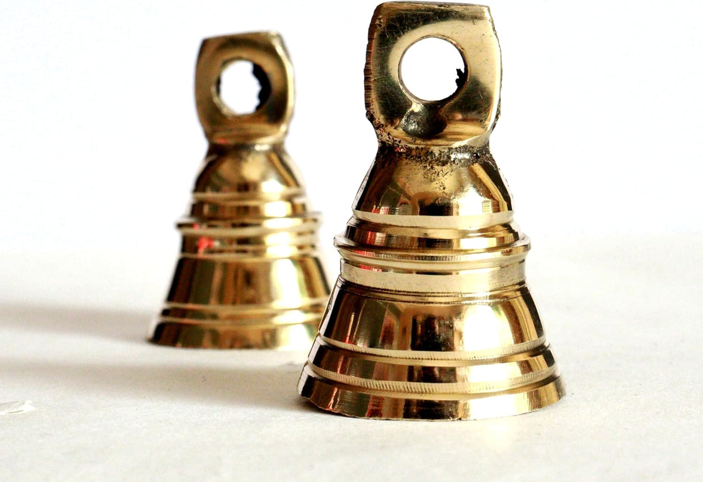Solid Brass Pooja Bells with J Hook Home Decor Christmas Bell Wall Hanging Jingle Bell Ornaments New (24, TANJO Bells 2