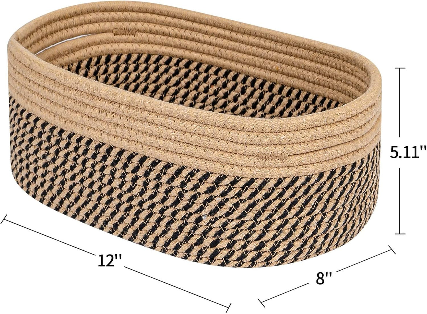 Rectangular Woven Storage Baskets Natural Cotton Rope / Camel/mixed Black / Small Basket / Set of 3
