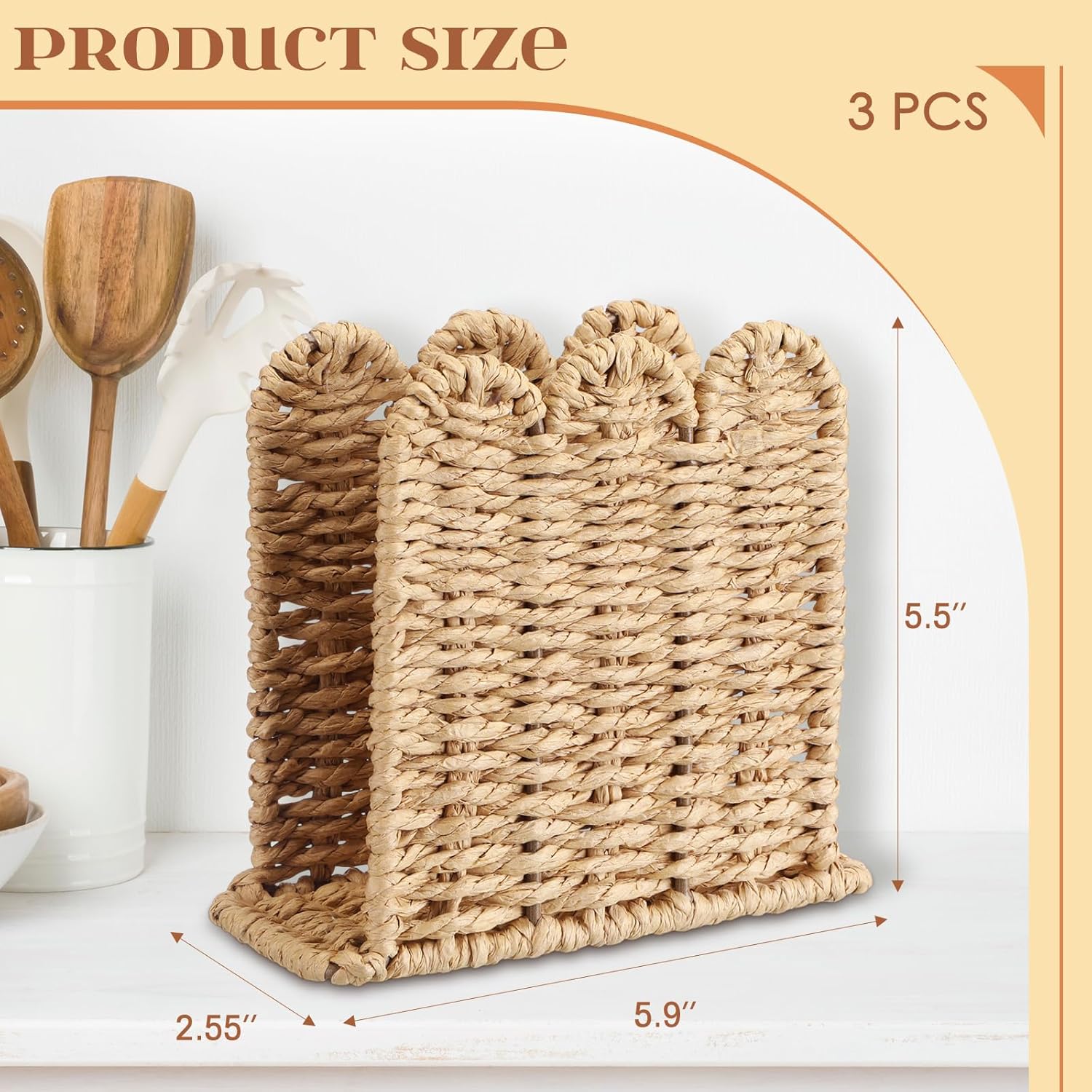 Scalloped Napkin Holders / Set of 3