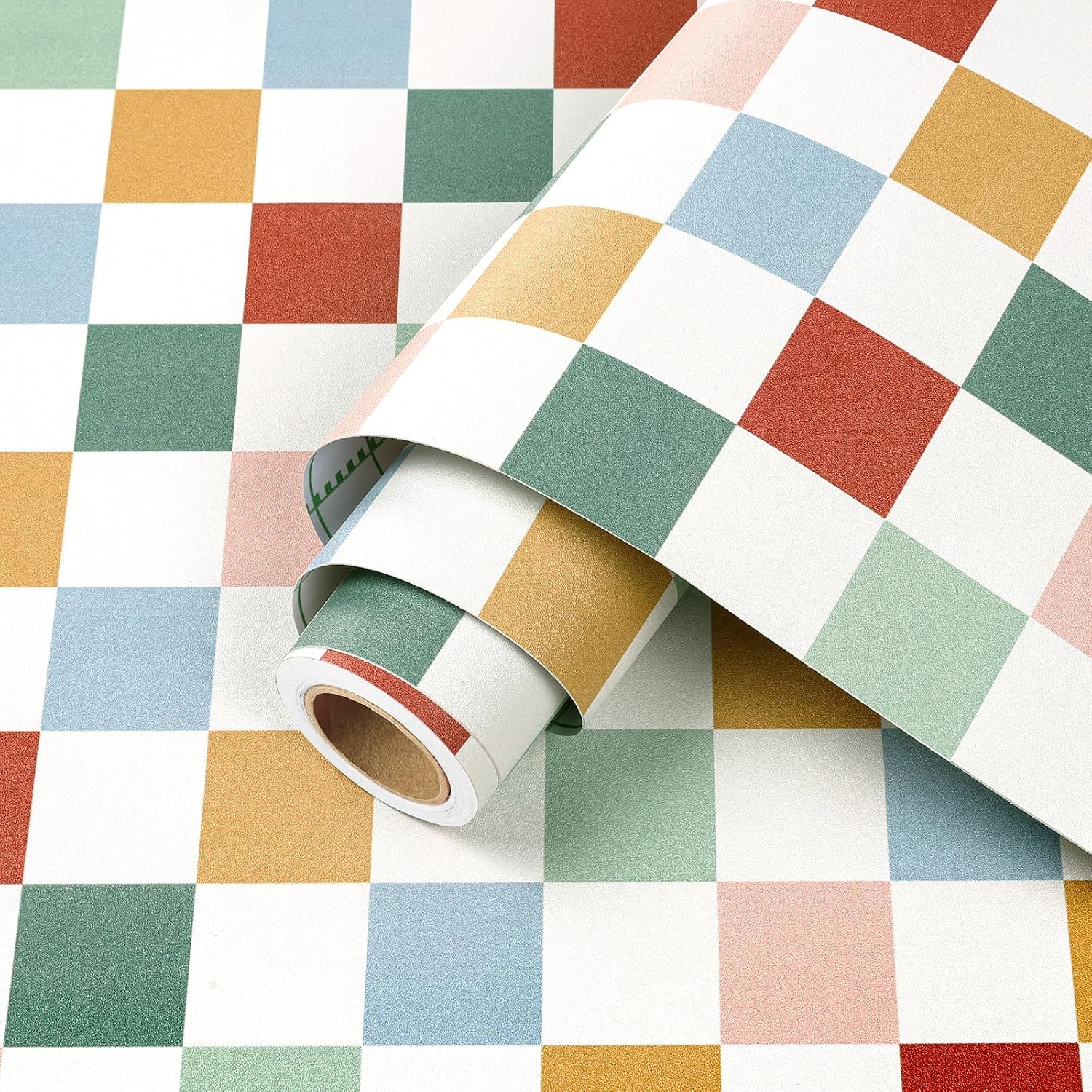 Checkered Wallpaper Peel and Stick Retro Grid Pattern Contact / 17.5 x 10 / Ft / Coloful Checkered