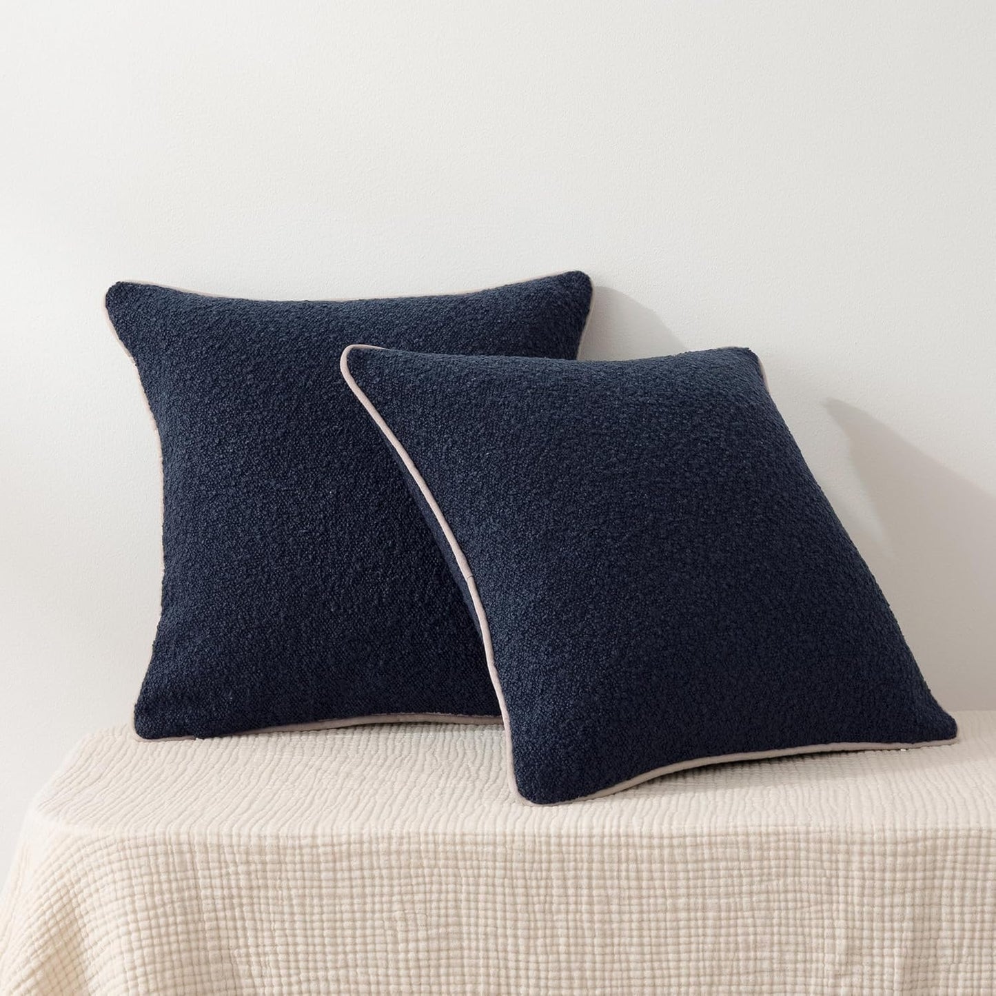 Boucle Throw Pillow Covers / Blue / 18 x 18 / Set of 2