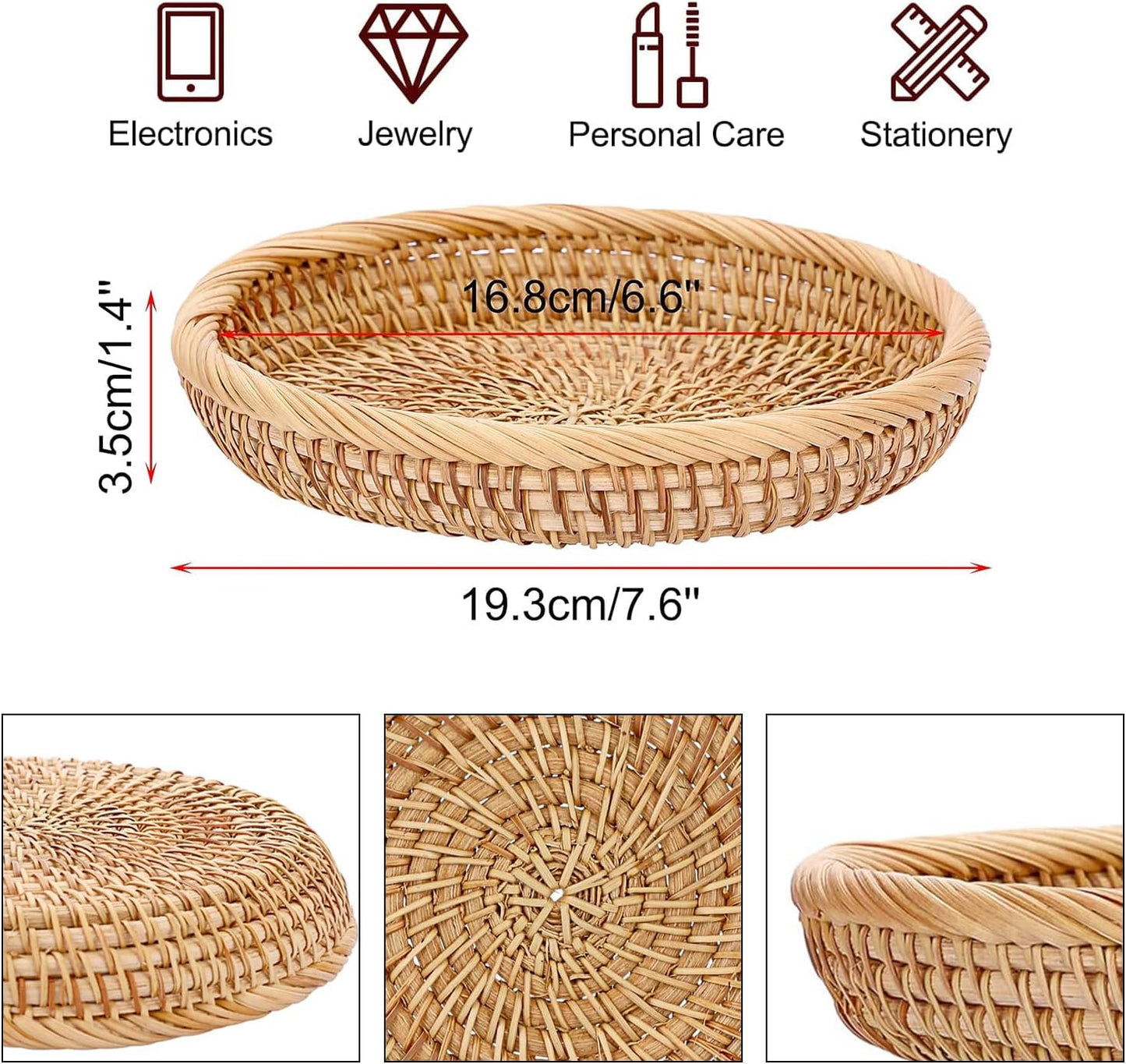 Round Catch All Tray for Keys / Natural / 7.6 Inch