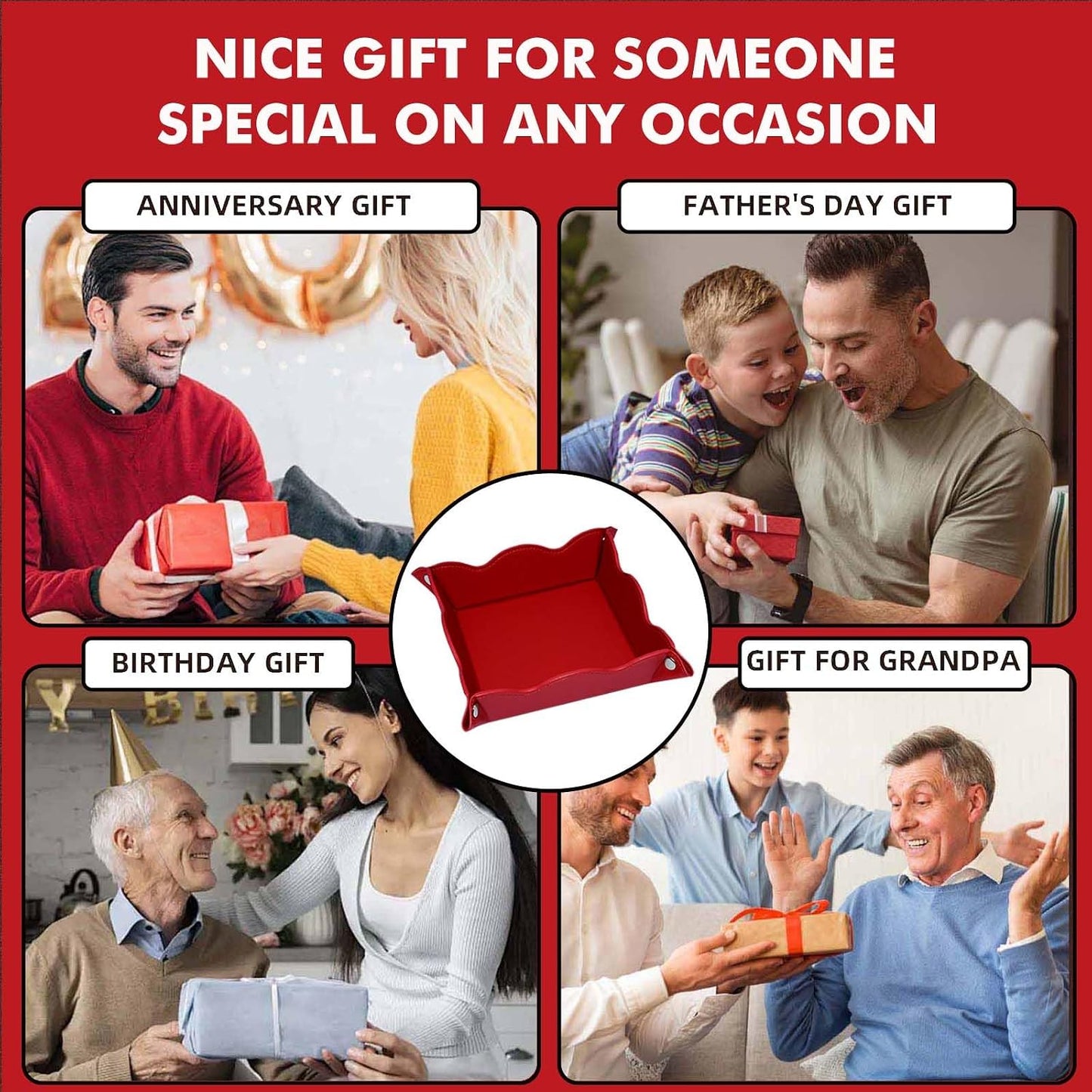Valet Tray for Men Women / Red / Set of 2