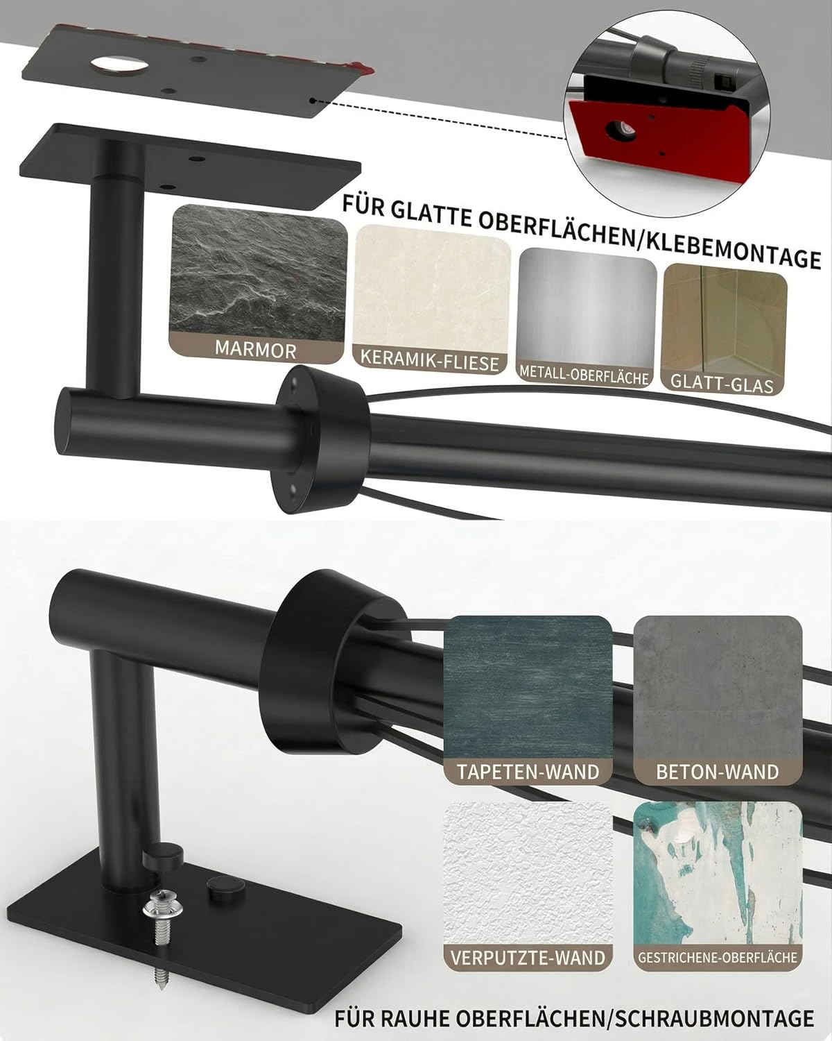 Black Paper Towel Holder Under Cabinet with Damping Self Adhesive | 304 Stainless Steel Post Pivoting Design Wall