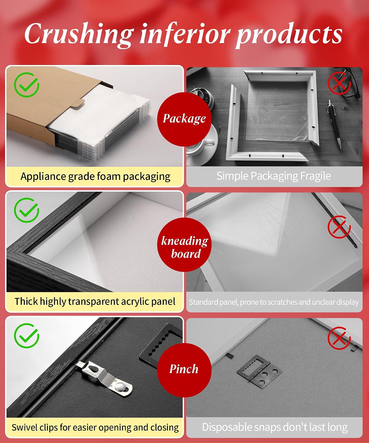 16x20 Large Shadow Box Frame with Thickened Acrylic Panel & Pins | With Linen Back, Upgraded 1.7" Deep Black Shadow Box