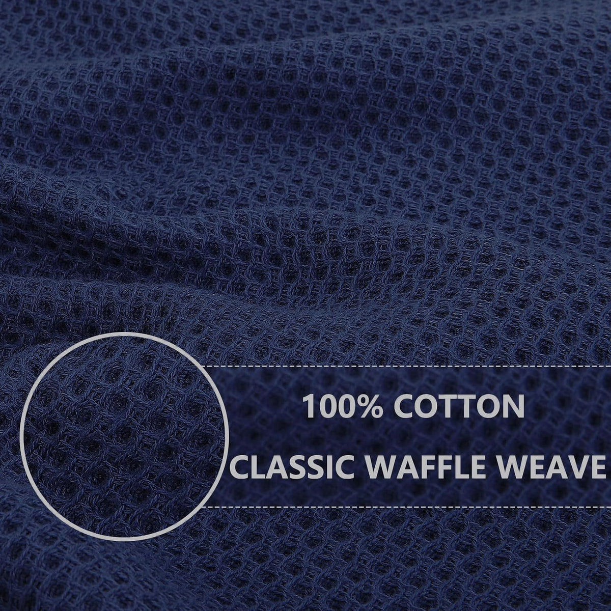 Homaxy 100% Cotton Waffle Weave Kitchen Dish Towels 6-Pack, Dark Navy | 13 x 28 Inches, Ultra Soft Absorbent Dish