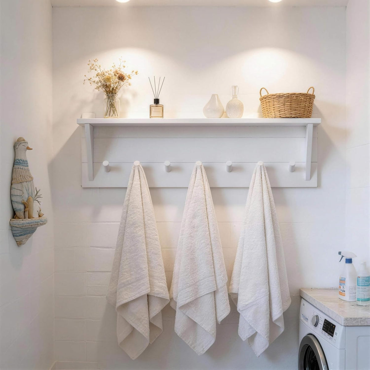 WEBI Coat Rack Wall Mount with Shelf,30" Long Entryway Wall Shelf with Hooks Underneath,7 Peg Hooks for Hanging