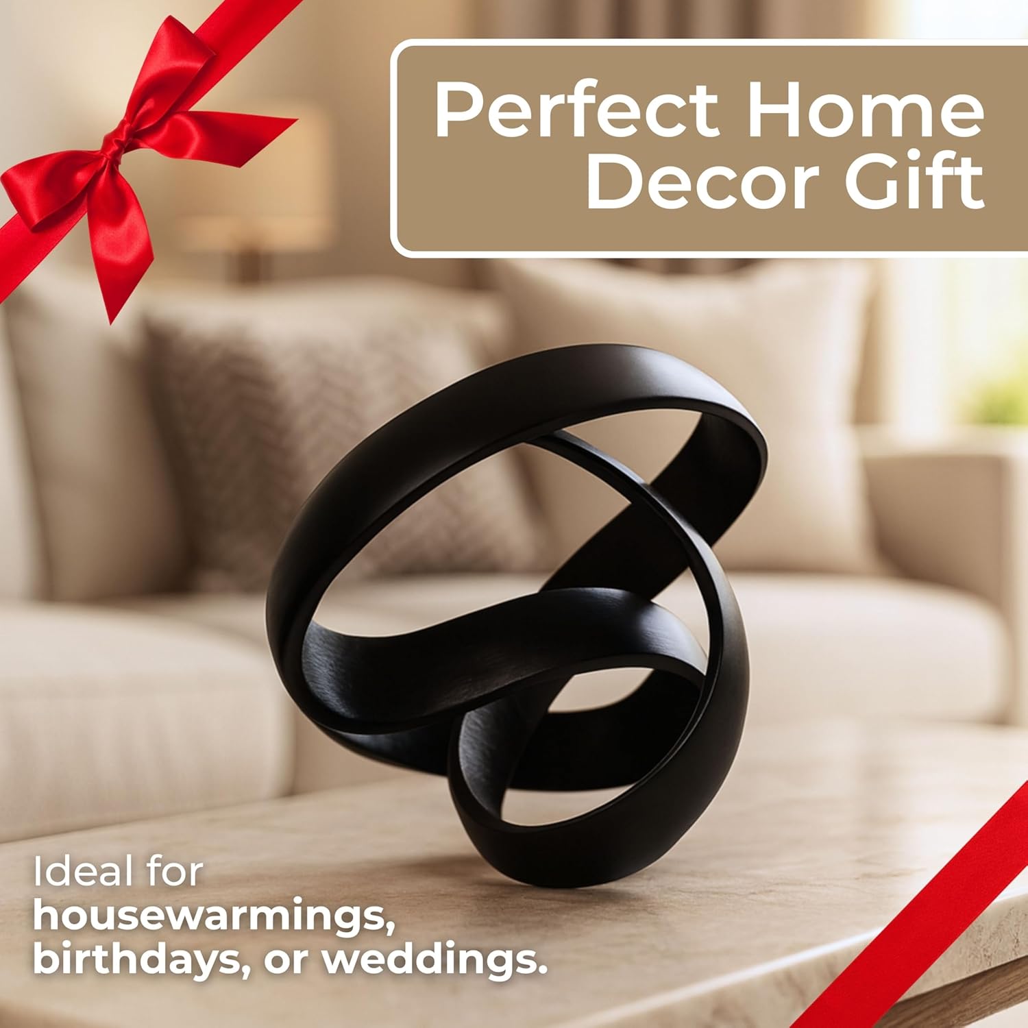 Minimalist Shelves & Coffee Table Decor / 7" H / Black