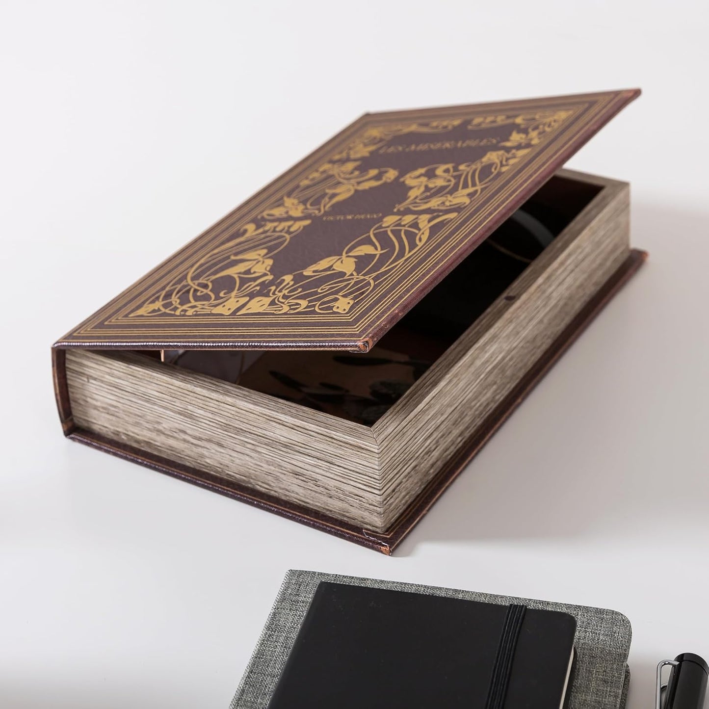Faux Book Storage Box / Vintage Brown / 10 x 6.7 x 1.8