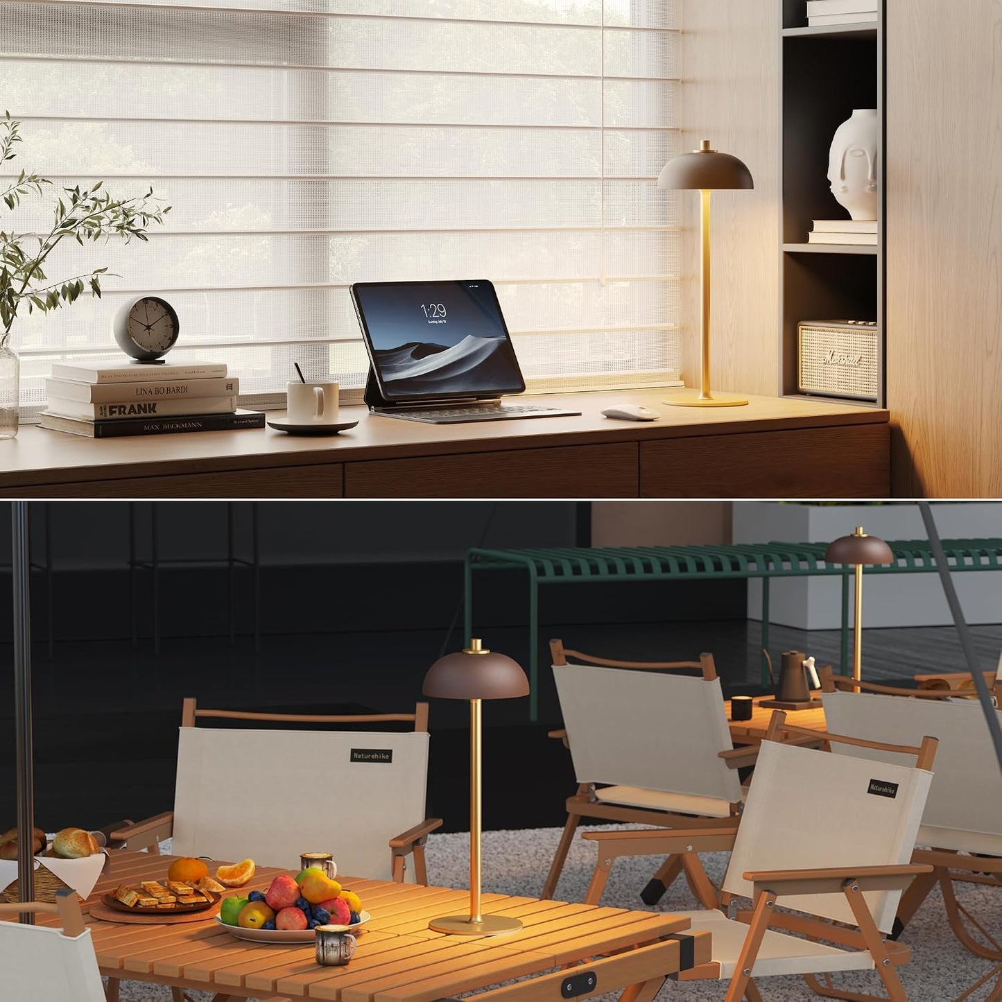1 Pack Rechargeable Cordless Table Lamp, 5000mAh Battery Table Light | 3 Color Modes Stepless Dimming LED Table Light