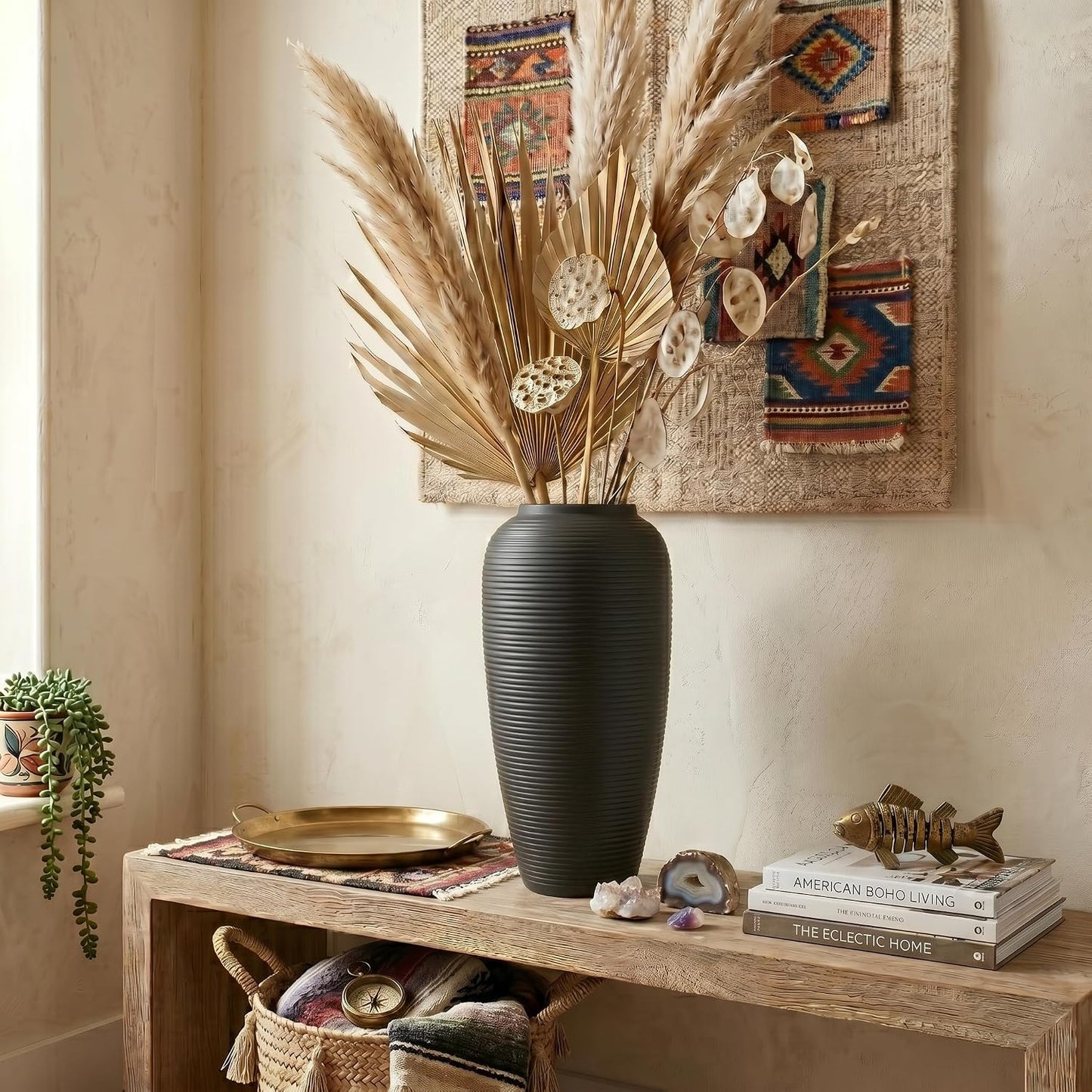 Matte Black 12.6" Ceramic Vase / Matte Black - 12.6" Tall