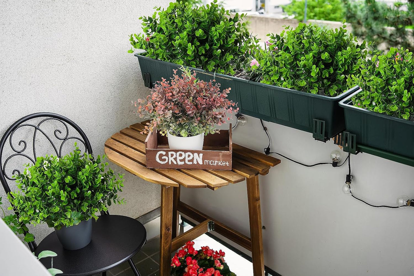 8 Bundles Artificial Bushes Greenery Plants Stems Faux Shrubs Boxwood Plants / Green / Set of 8