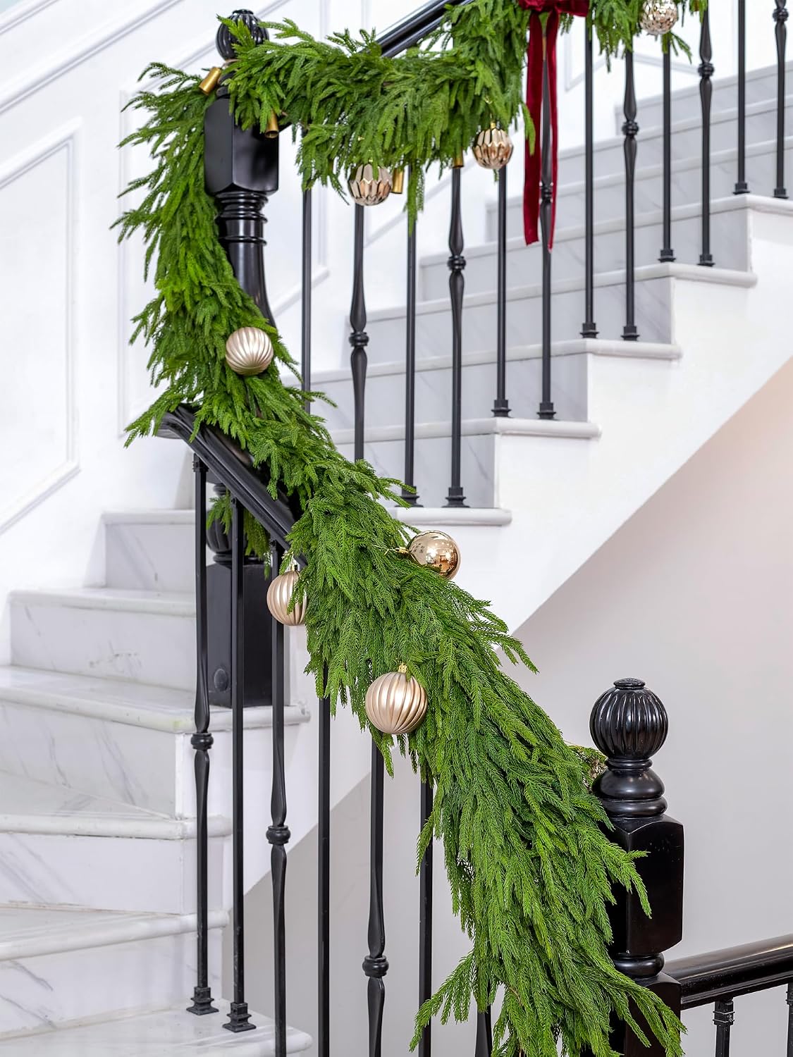 72" Extra Full Norfolk Pine Garland Realistic Christmas Garland Cedar Garland for Mantle Stairs Table Wall Fireplace