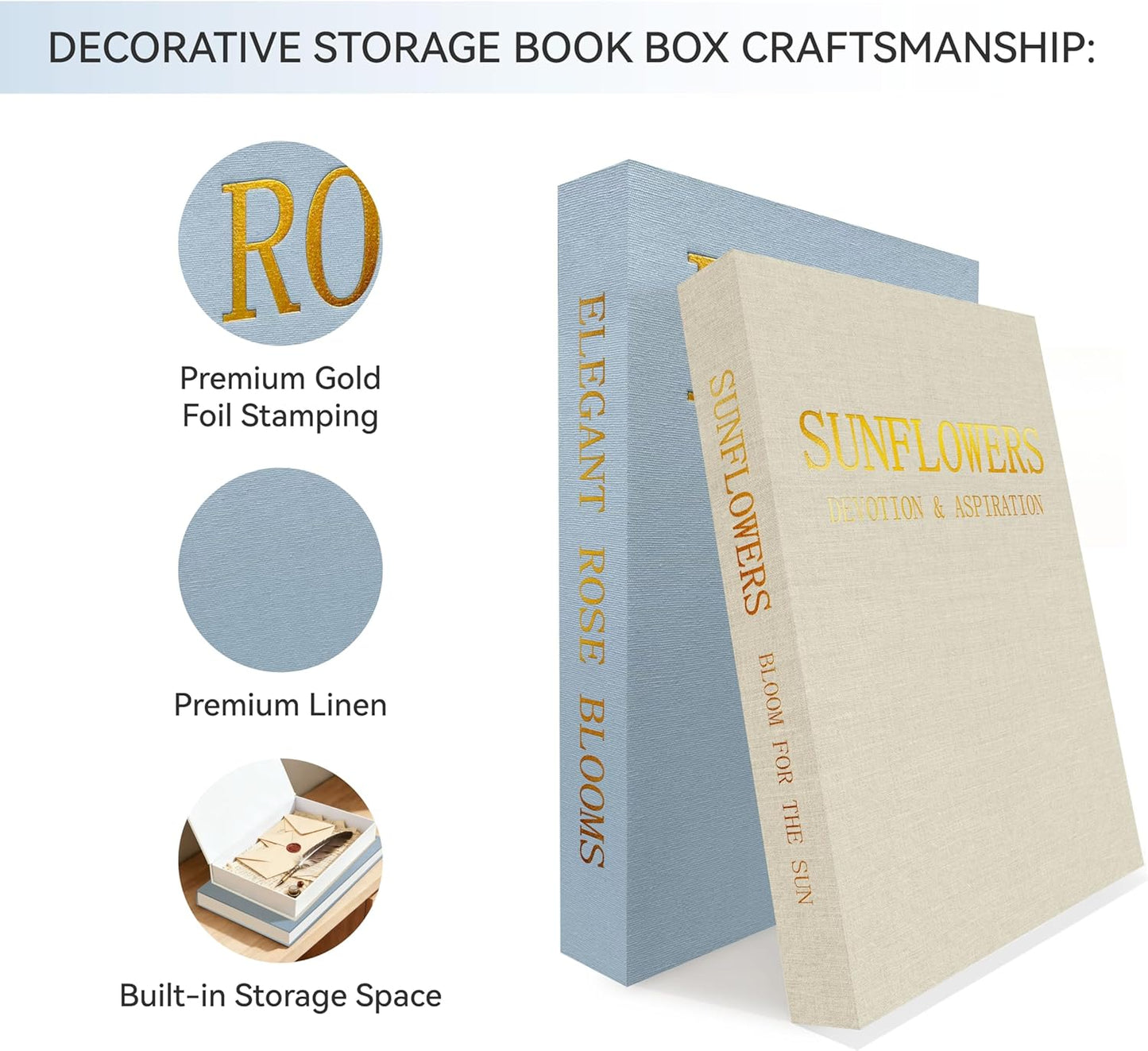 Stackable Linen Faux Books / Blue