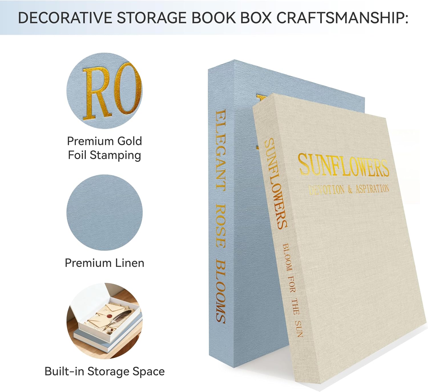 Stackable Linen Faux Books / Blue