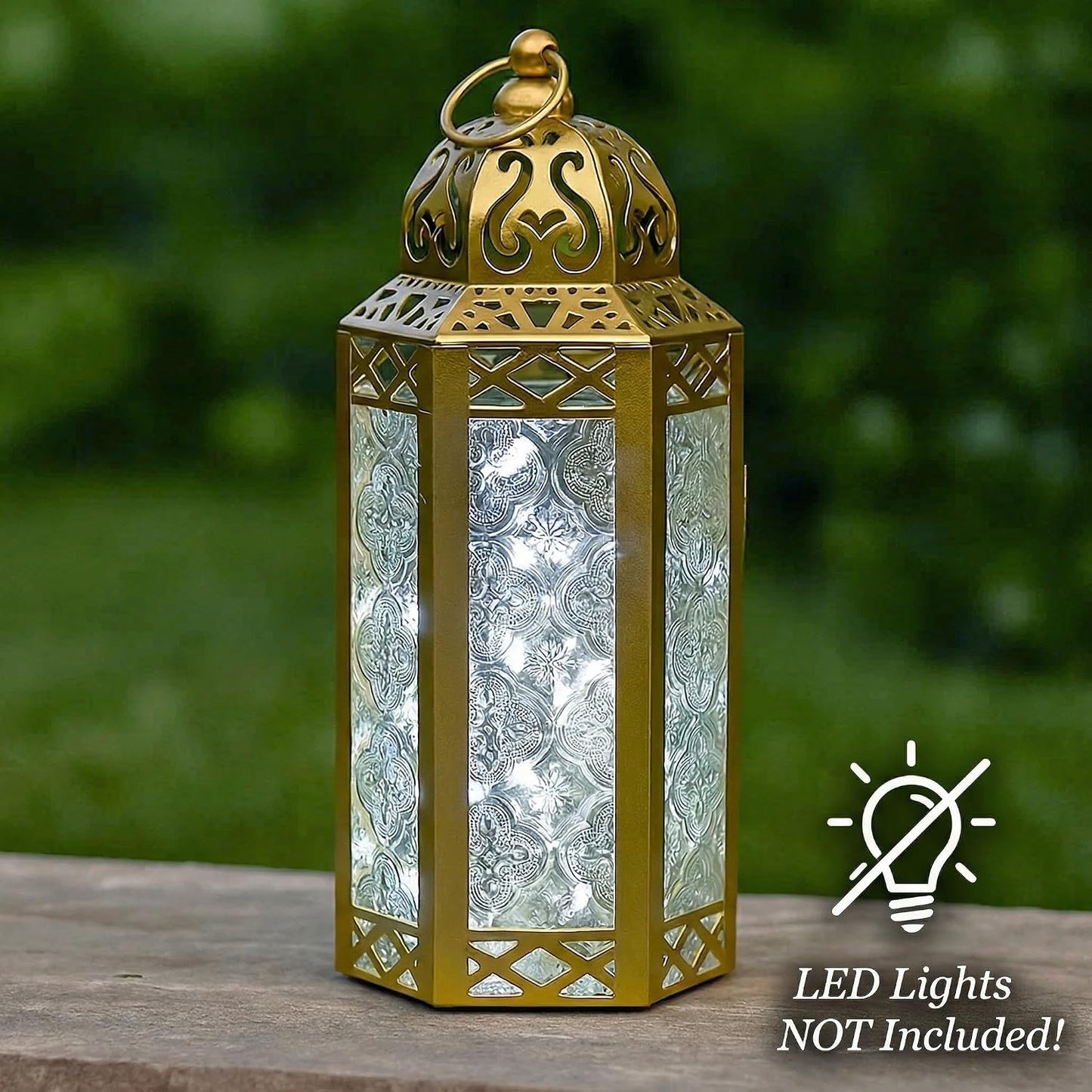 Vela Lanterns Decorative Indoor Moroccan Candle Holders, Gold, M, 2-Pack | Ramadan Decorations for Home, Eid Candle
