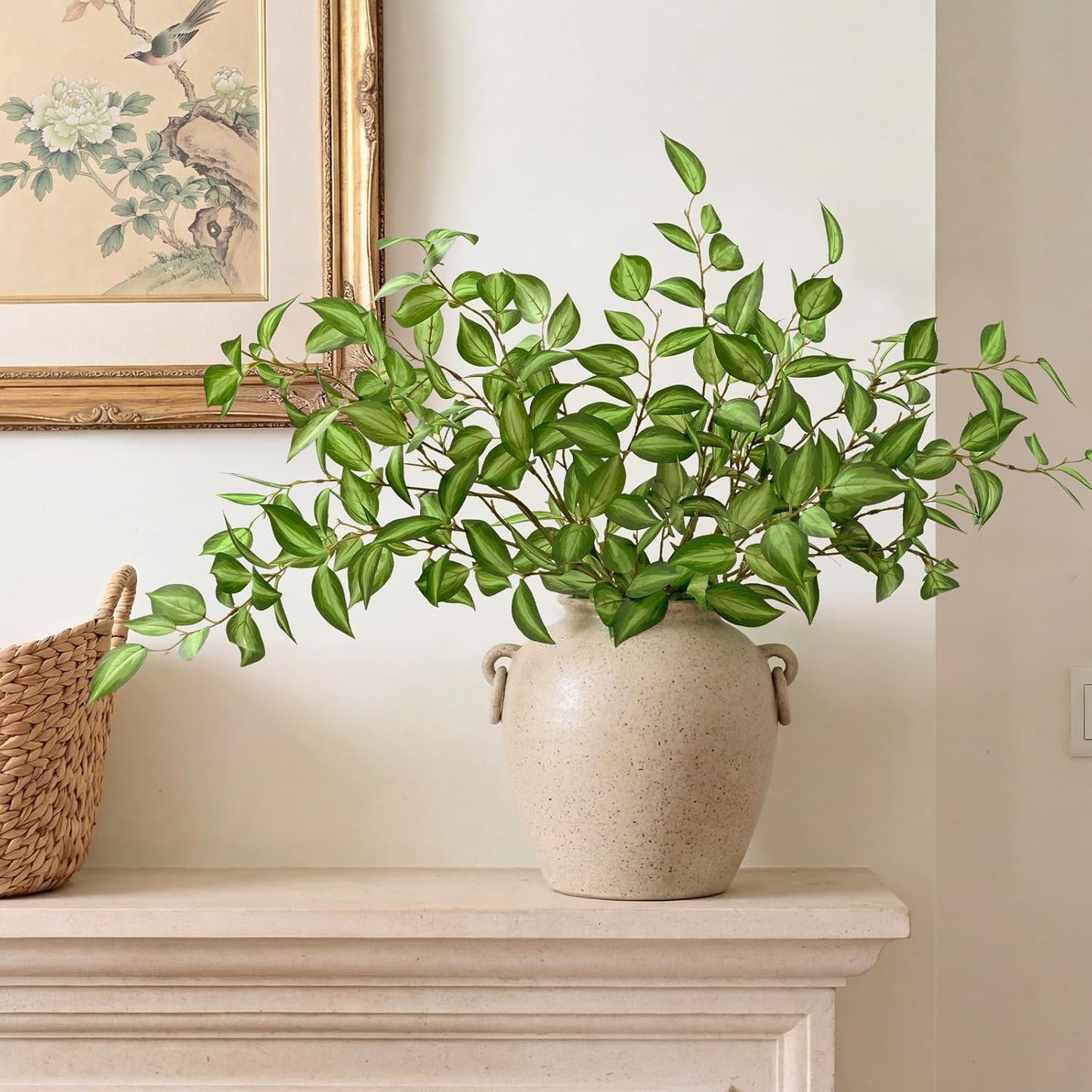 Artificial Eucalyptus Fake Leaves Branches / Green / 32.7 Inch / Set of 5