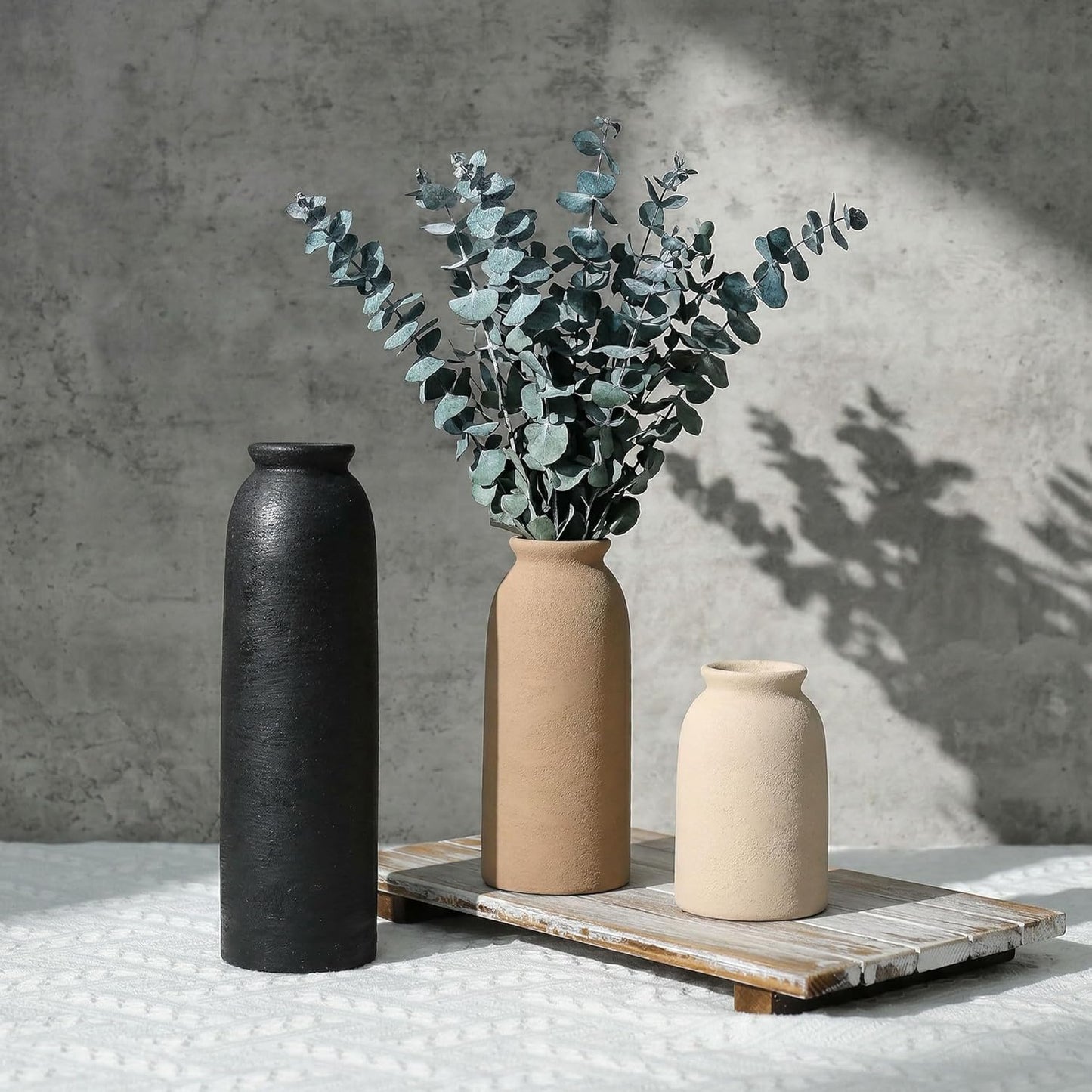 Ceramic Vase / Rustic-black Set / Set of 3