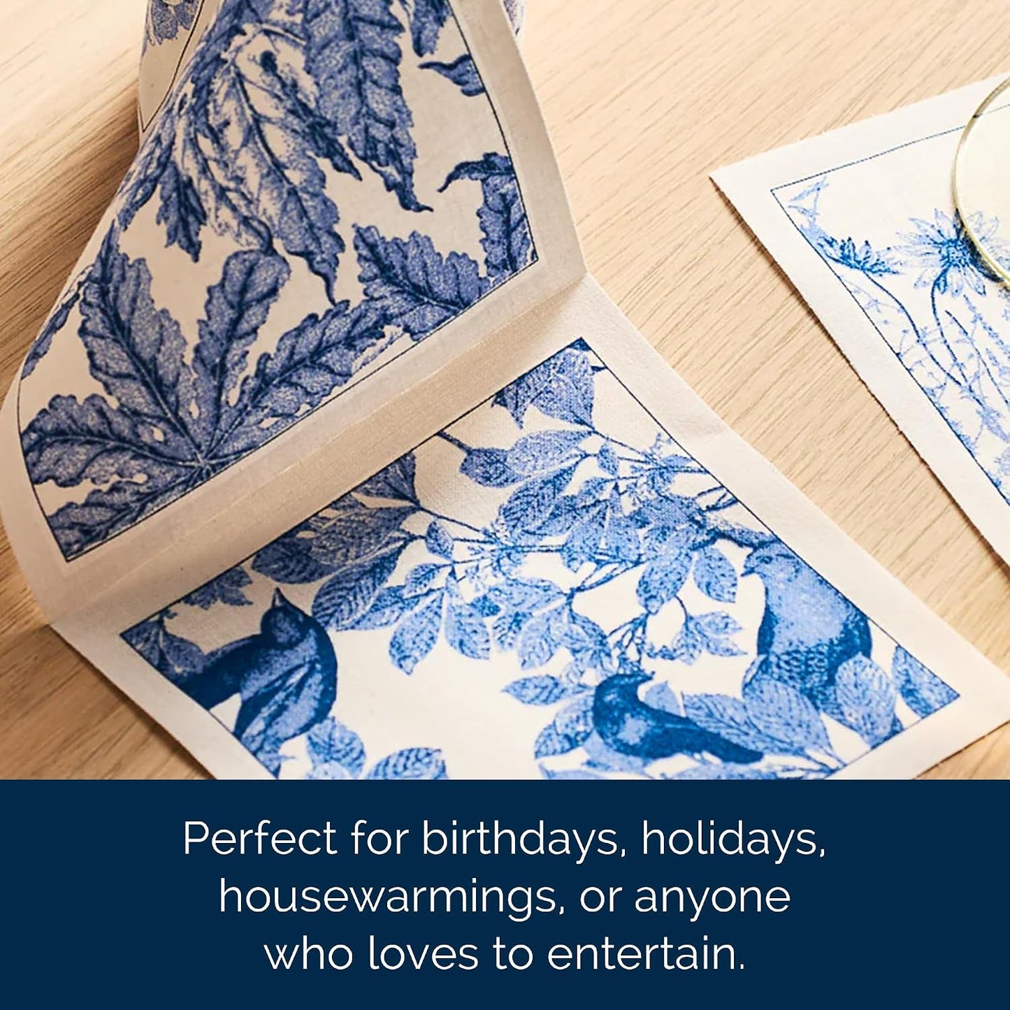 Botanicals Cocktail Napkin Roll of 50 | 100% Cotton Quick Dry Reusable | Perfect for Home, Dining, Birthday, Gifts